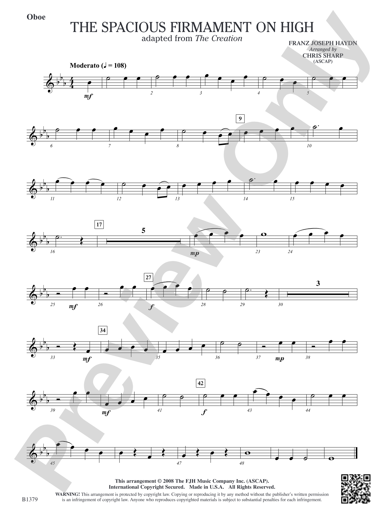 The Spacious Firmament on High (Adapted from The Creation): Oboe