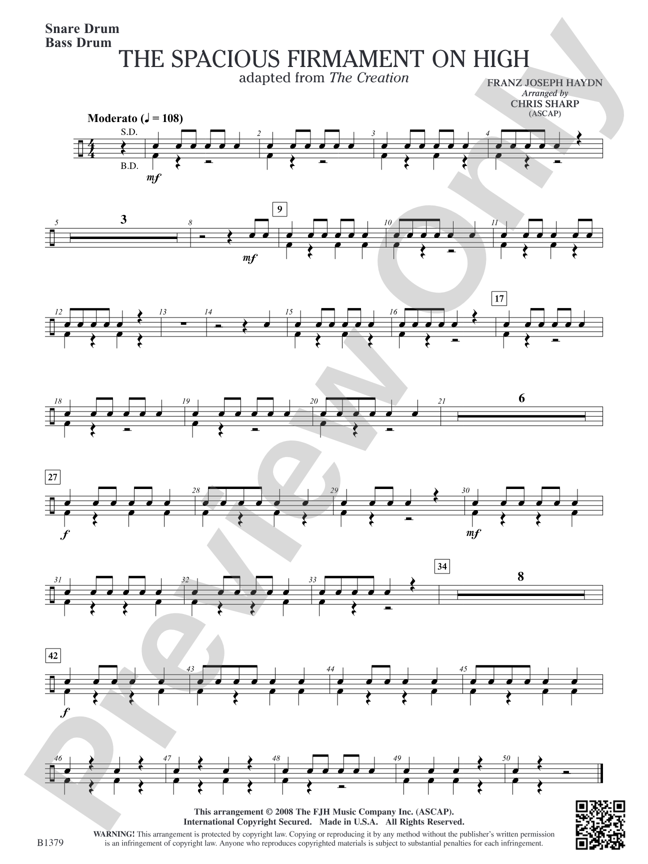 The Spacious Firmament on High (Adapted from The Creation): Snare Drum/Bass Drum