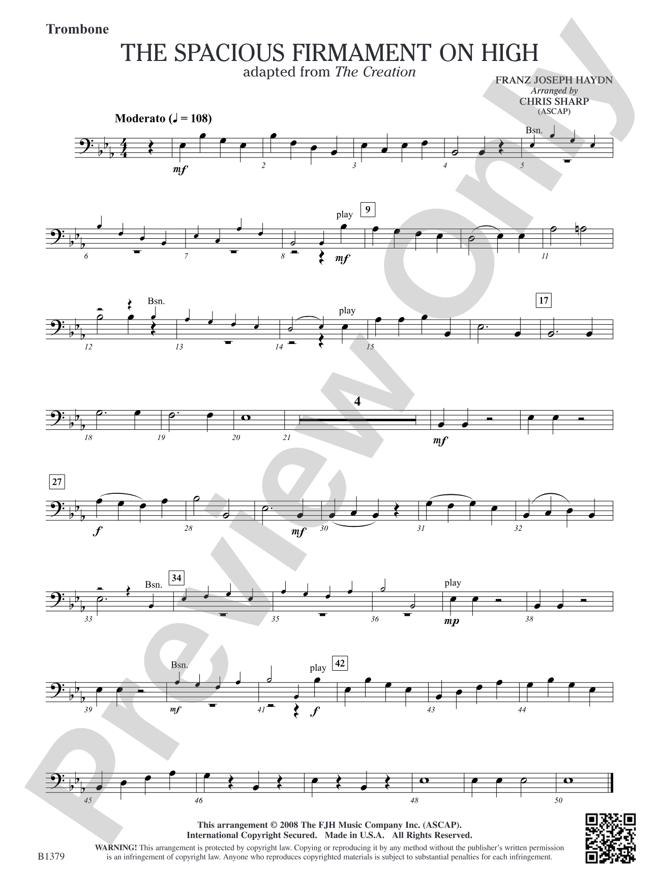 The Spacious Firmament on High (Adapted from The Creation): Trombone