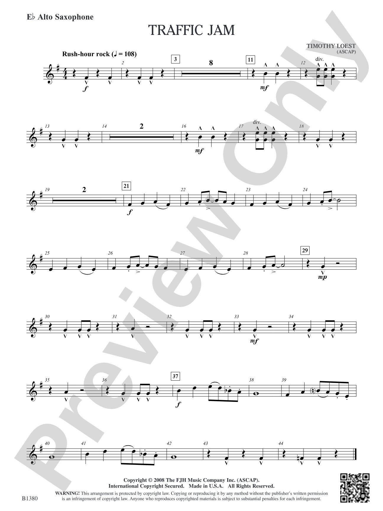 Traffic Jam: E-flat Alto Saxophone