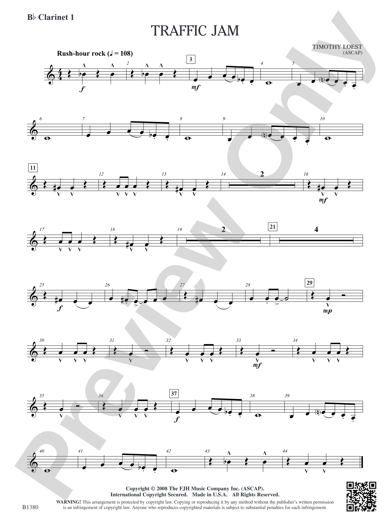 Traffic Jam: B-flat Clarinet 1
