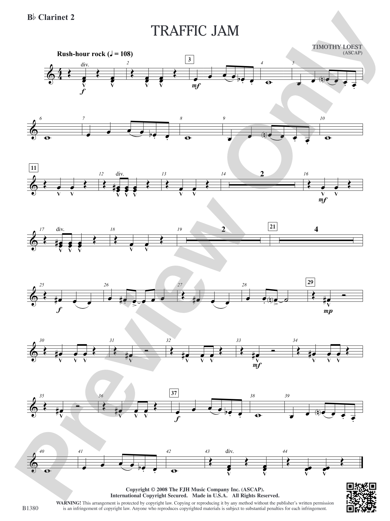 Traffic Jam: B-flat Clarinet 2