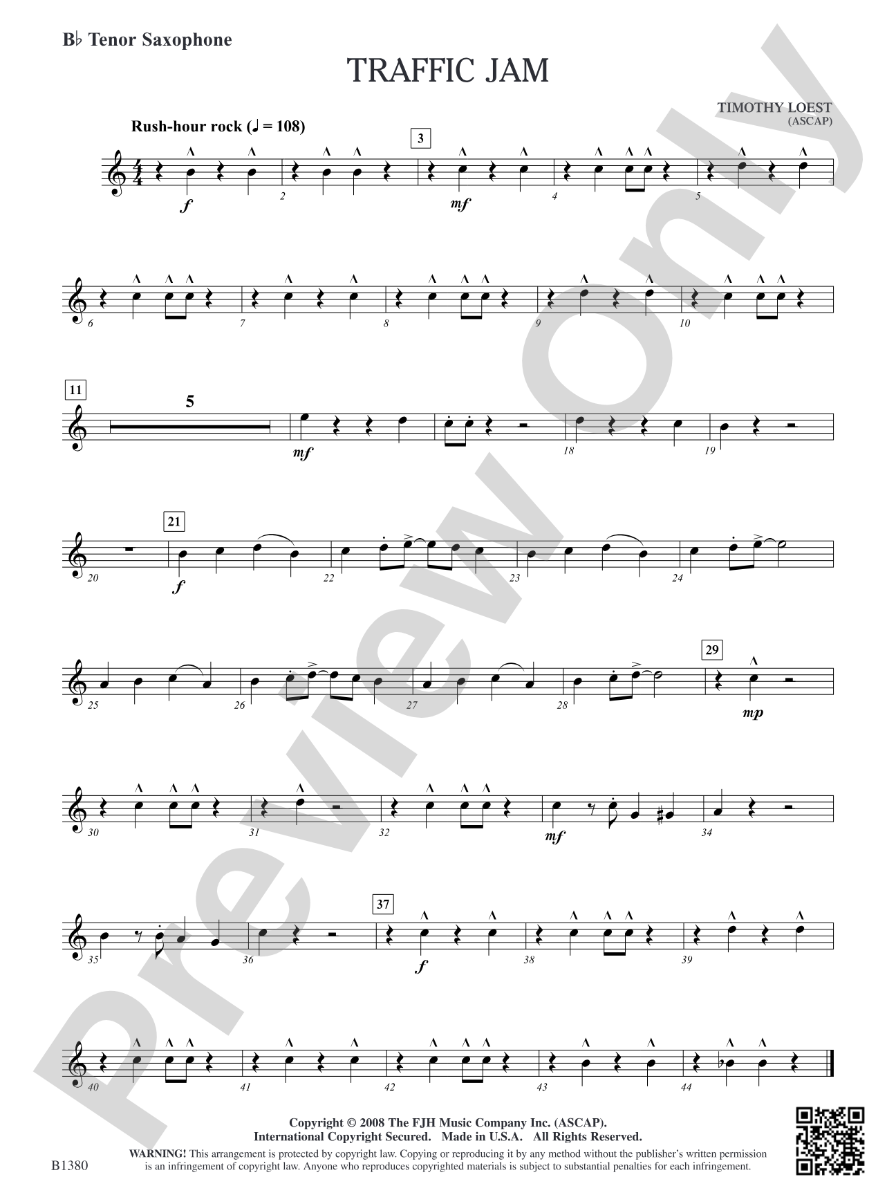 Traffic Jam: B-flat Tenor Saxophone