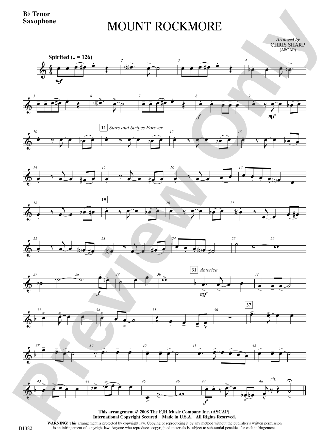 Mount Rockmore: B-flat Tenor Saxophone