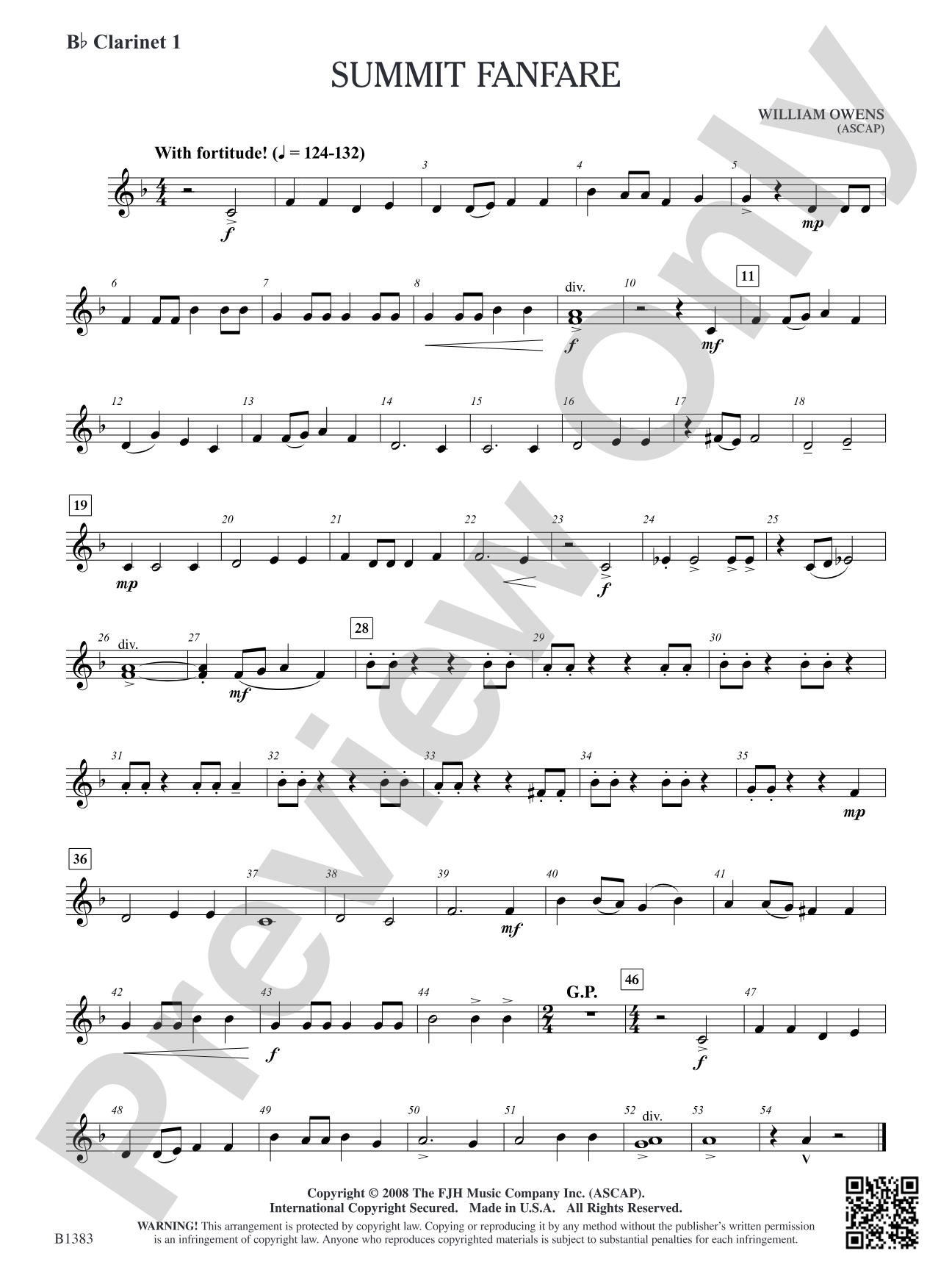 Summit Fanfare: B-flat Clarinet 1