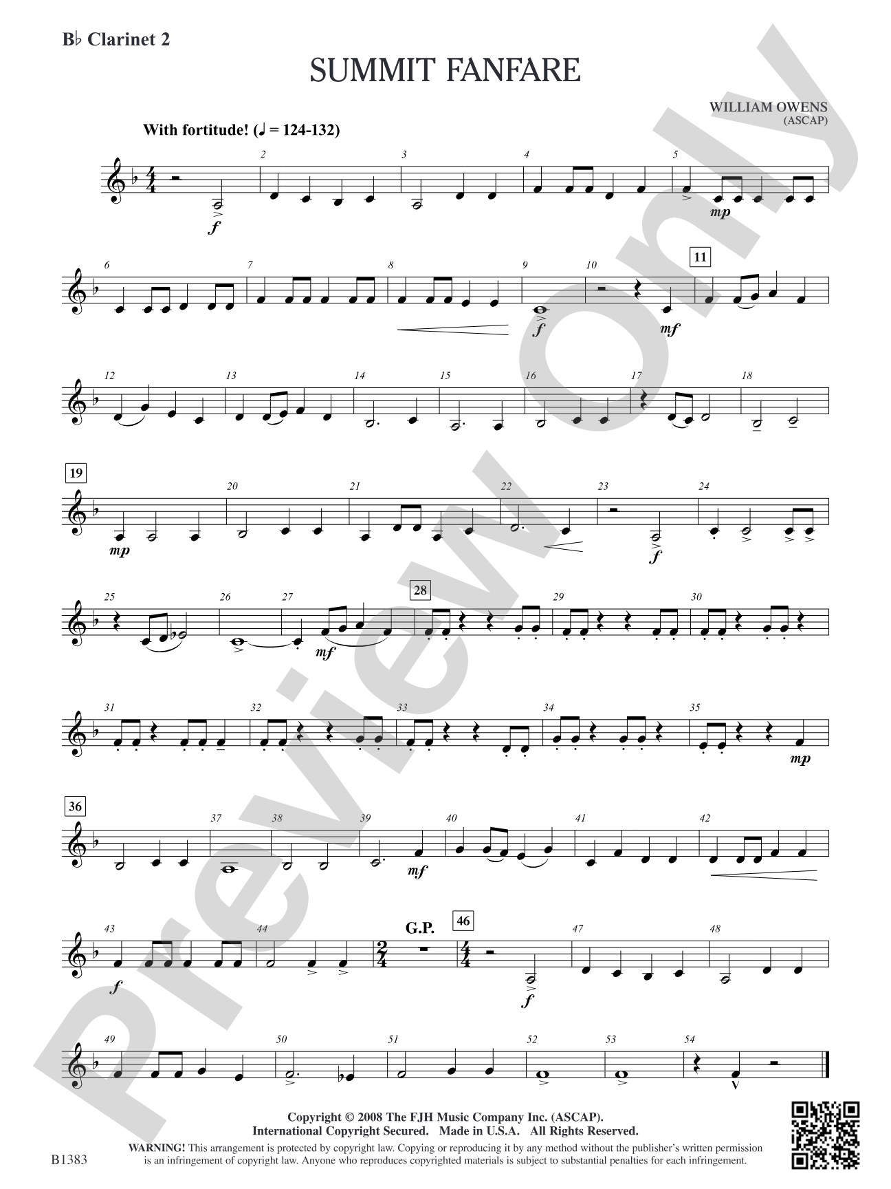 Summit Fanfare: B-flat Clarinet 2