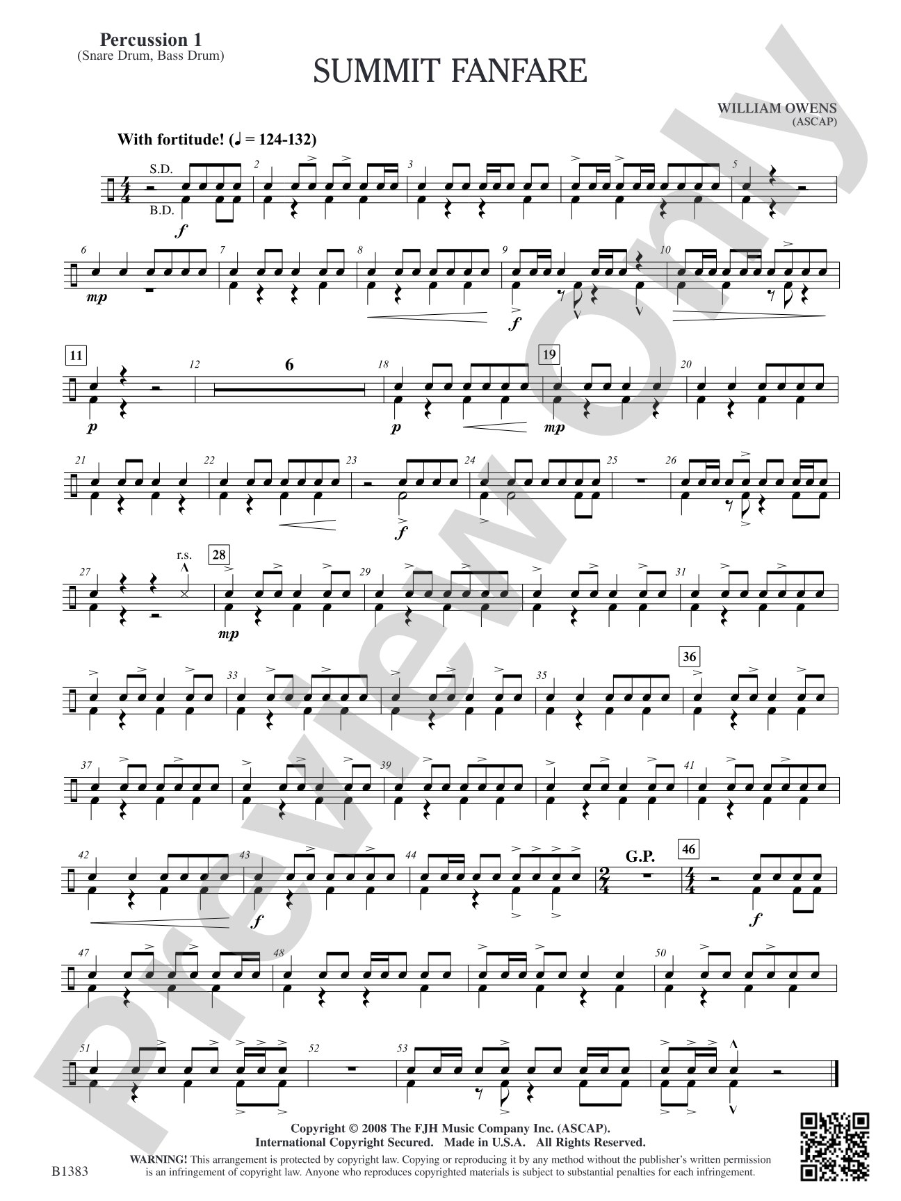 Summit Fanfare: Percussion 1