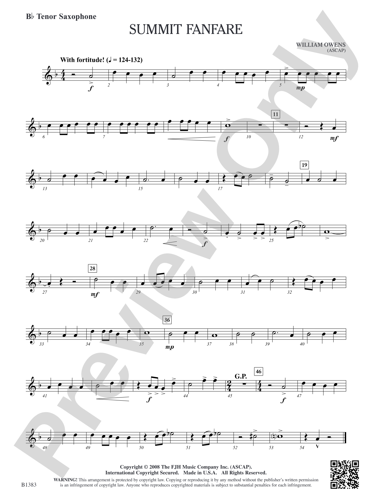 Summit Fanfare: B-flat Tenor Saxophone