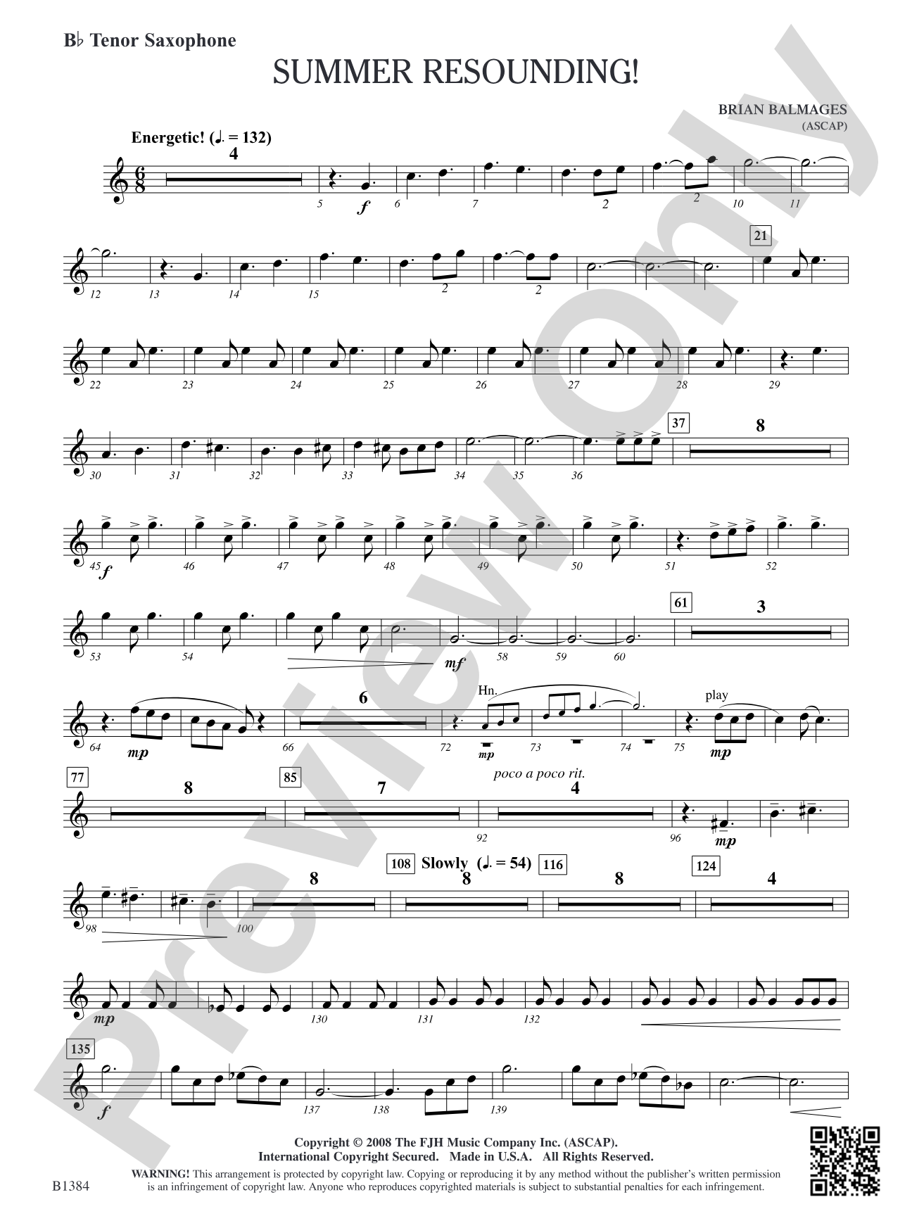 Summer Resounding!: B-flat Tenor Saxophone