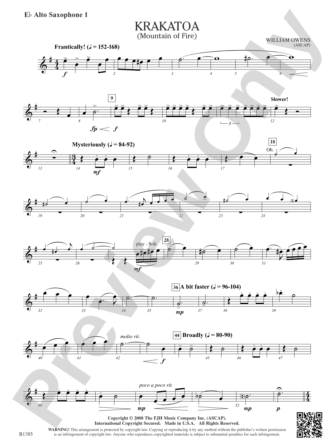 Krakatoa (Mountain of Fire): E-flat Alto Saxophone 1