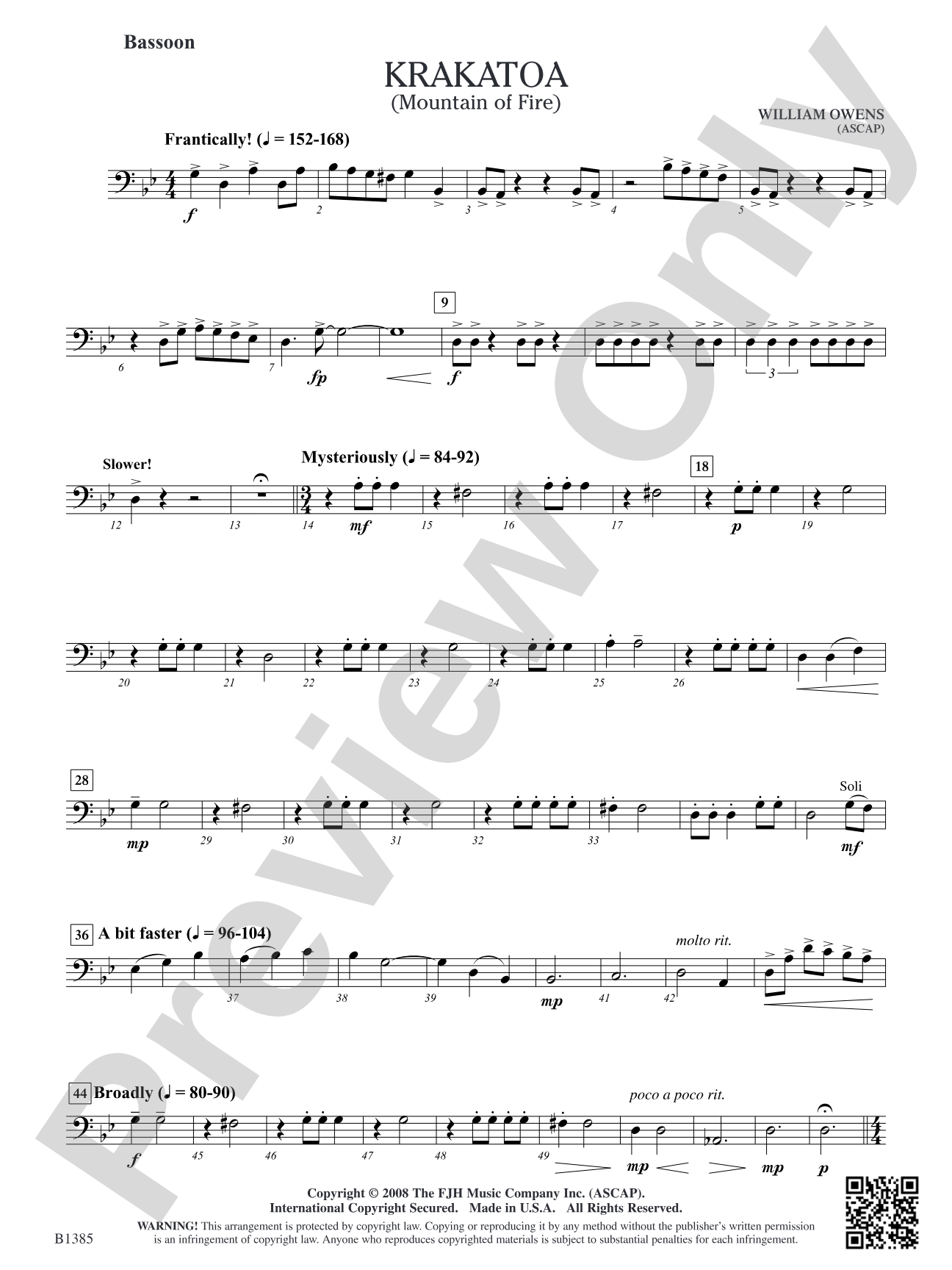Krakatoa (Mountain of Fire): Bassoon