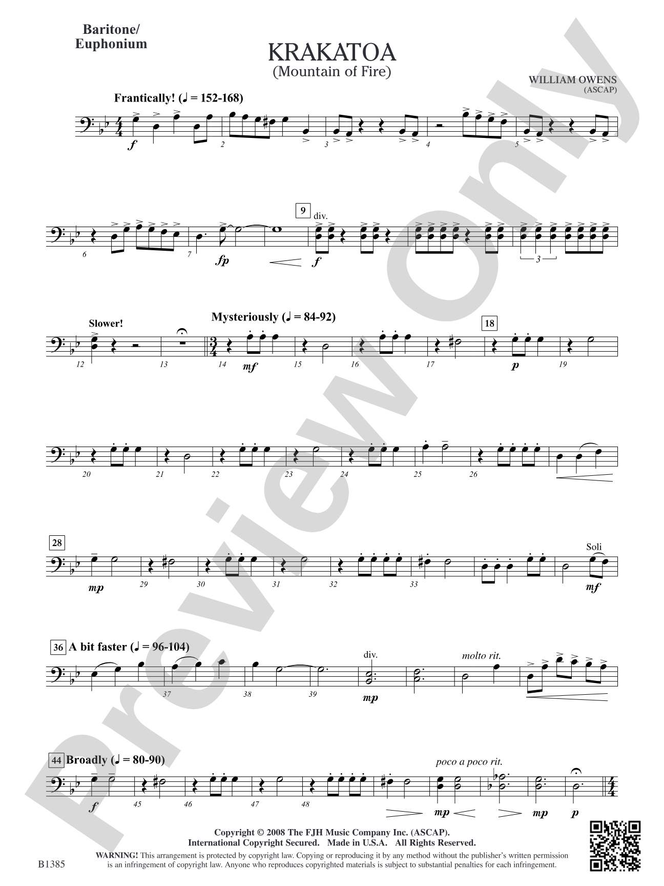 Krakatoa (Mountain of Fire): Baritone/Euphonium