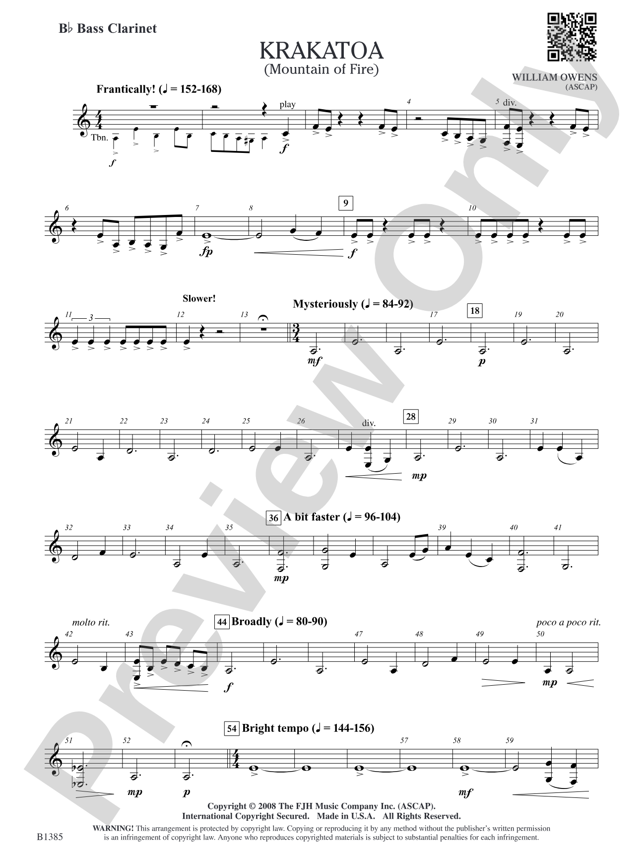 Krakatoa (Mountain of Fire): B-flat Bass Clarinet
