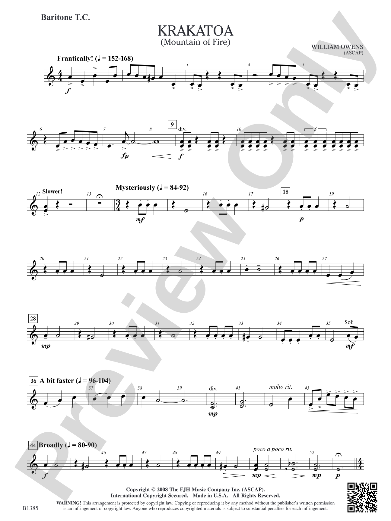 Krakatoa (Mountain of Fire): Baritone T.C.