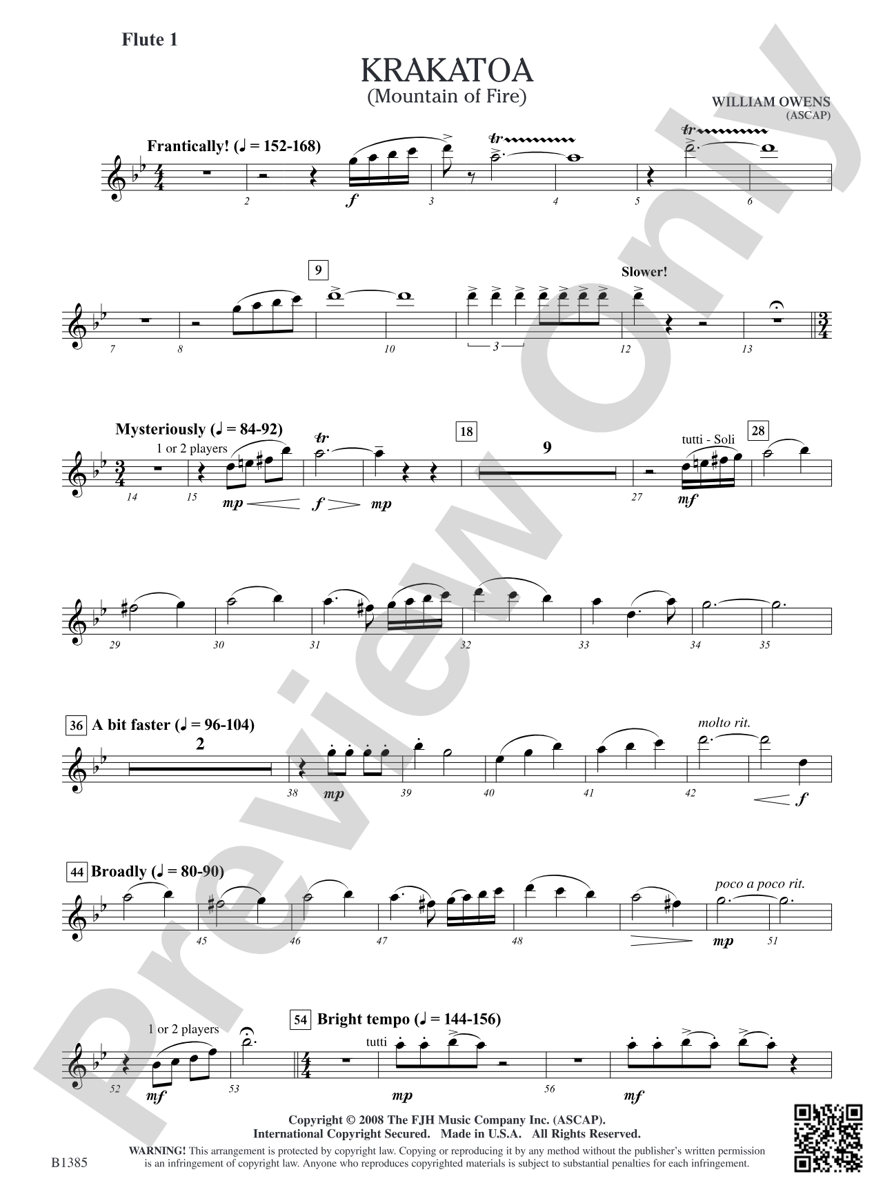 Krakatoa (Mountain of Fire): Flute 1
