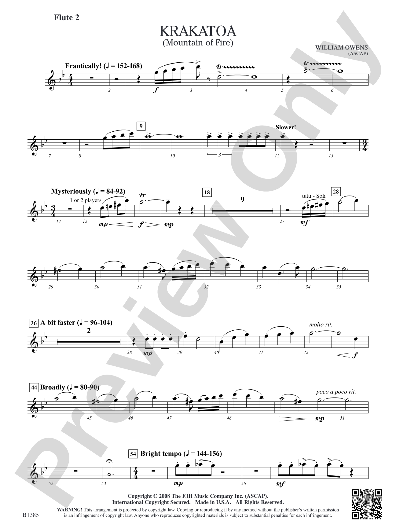 Krakatoa (Mountain of Fire): Flute 2