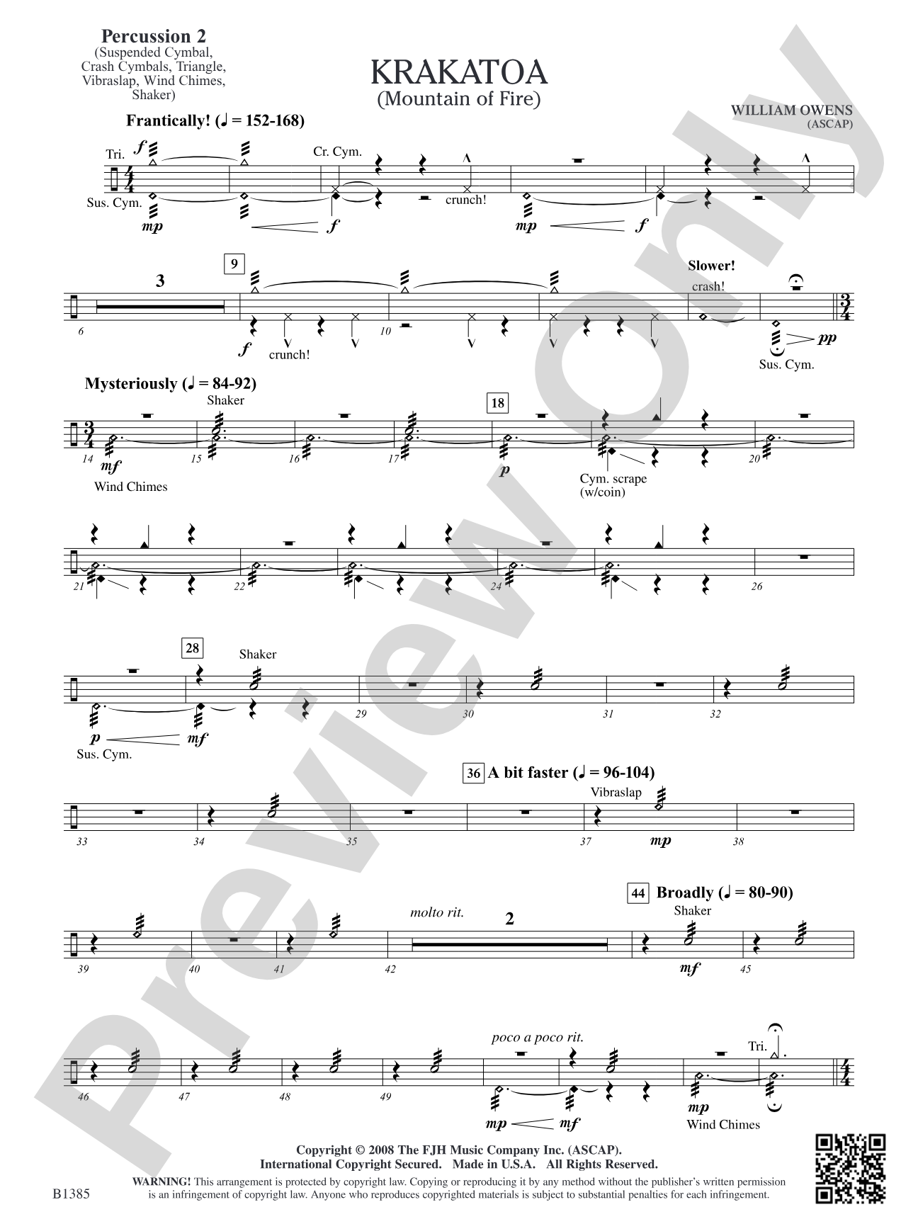 Krakatoa (Mountain of Fire): Percussion 2