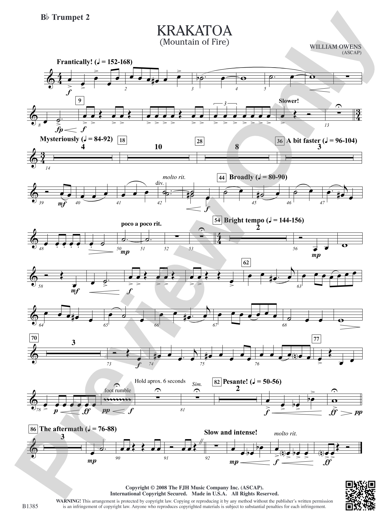 Krakatoa (Mountain of Fire): B-flat Trumpet 2