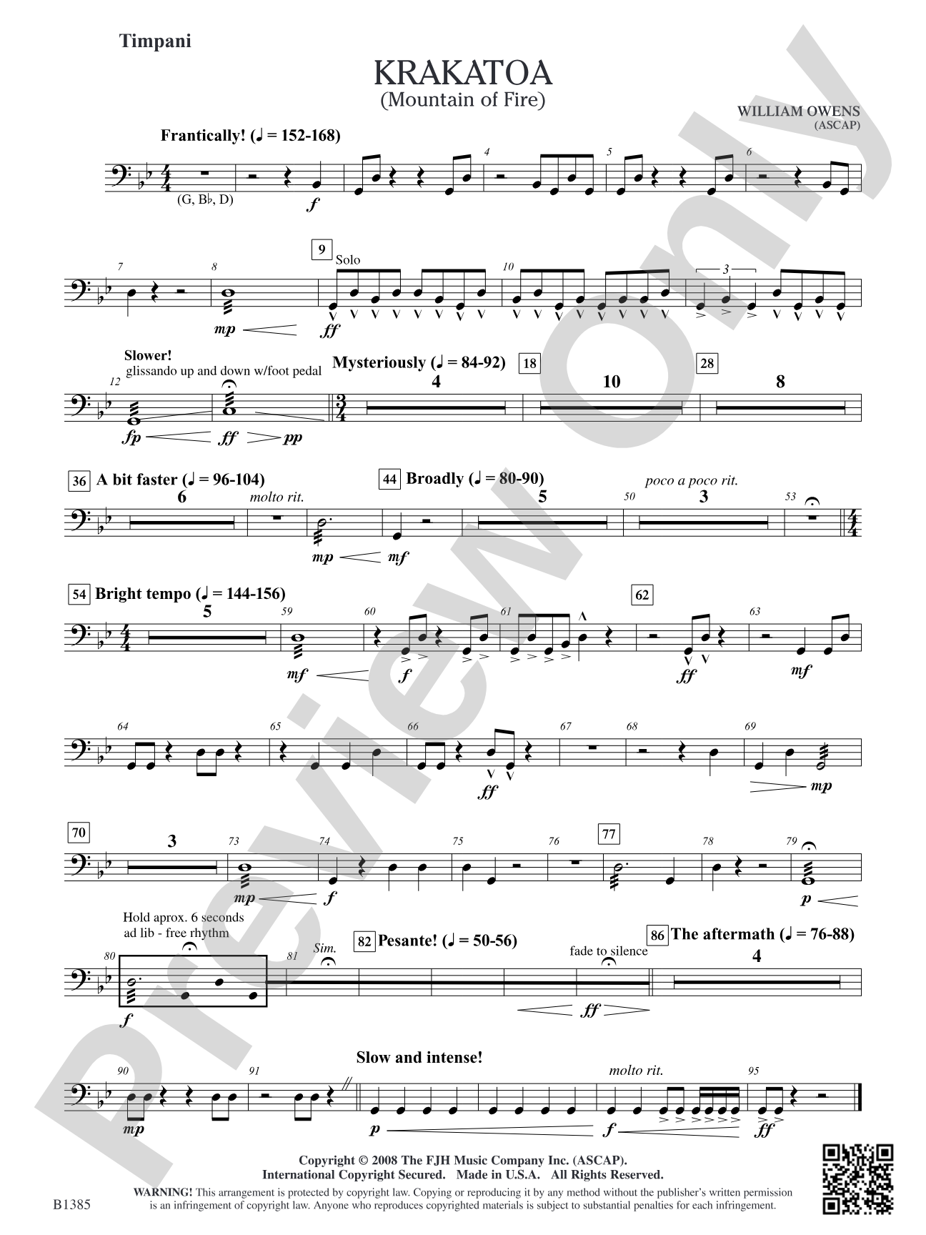Krakatoa (Mountain of Fire): Timpani