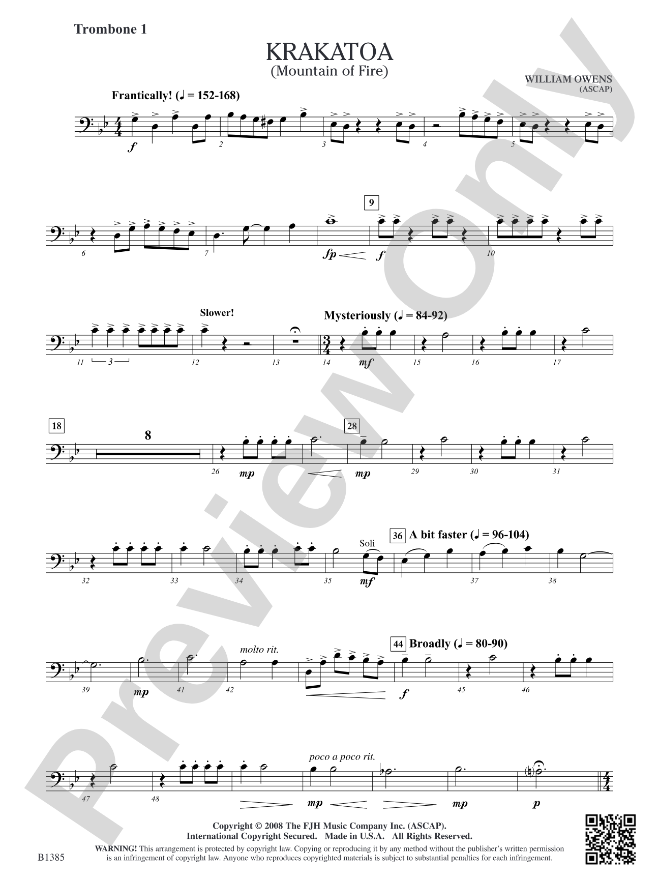 Krakatoa (Mountain of Fire): Trombone 1