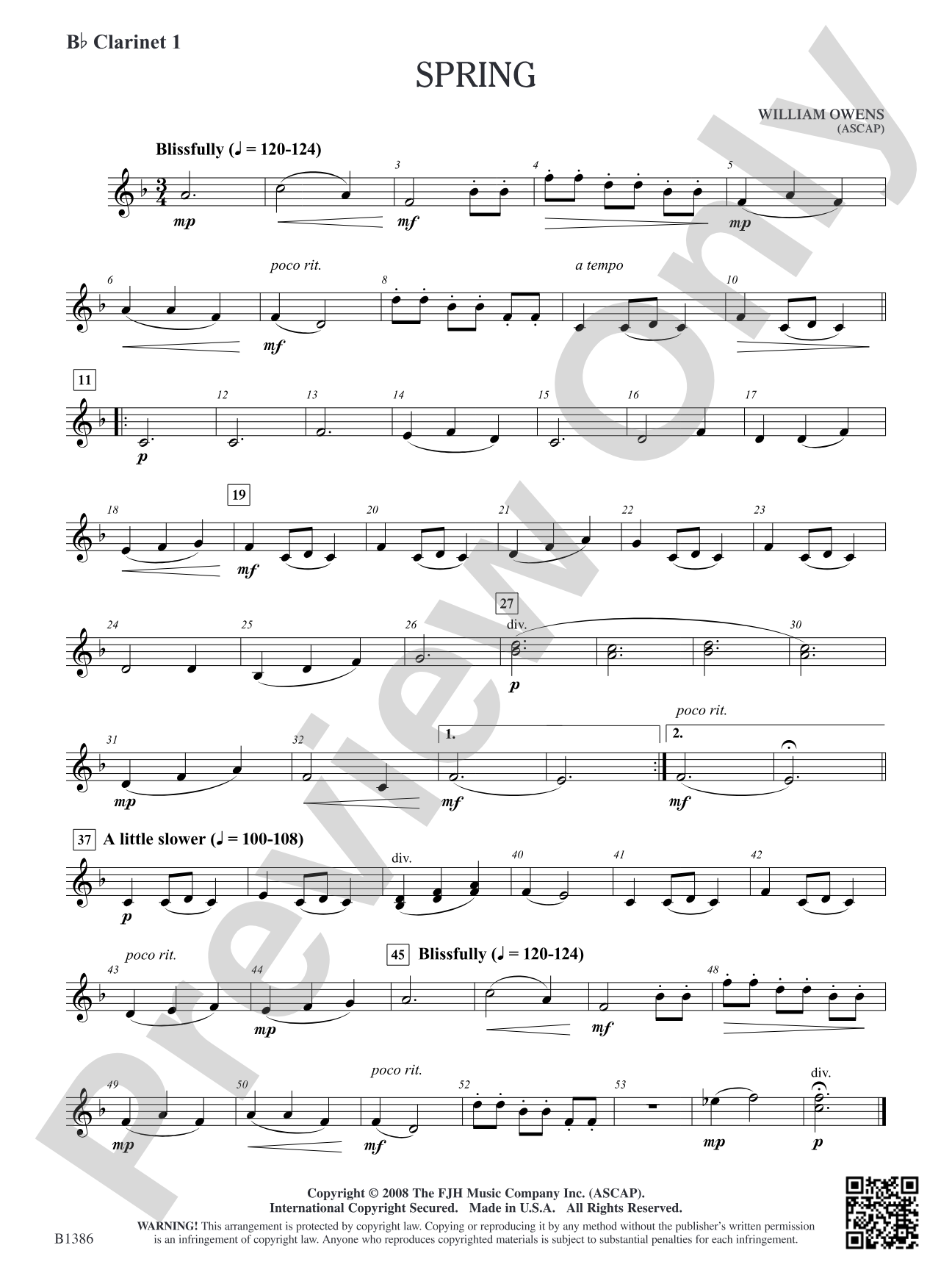 Spring: B-flat Clarinet 1