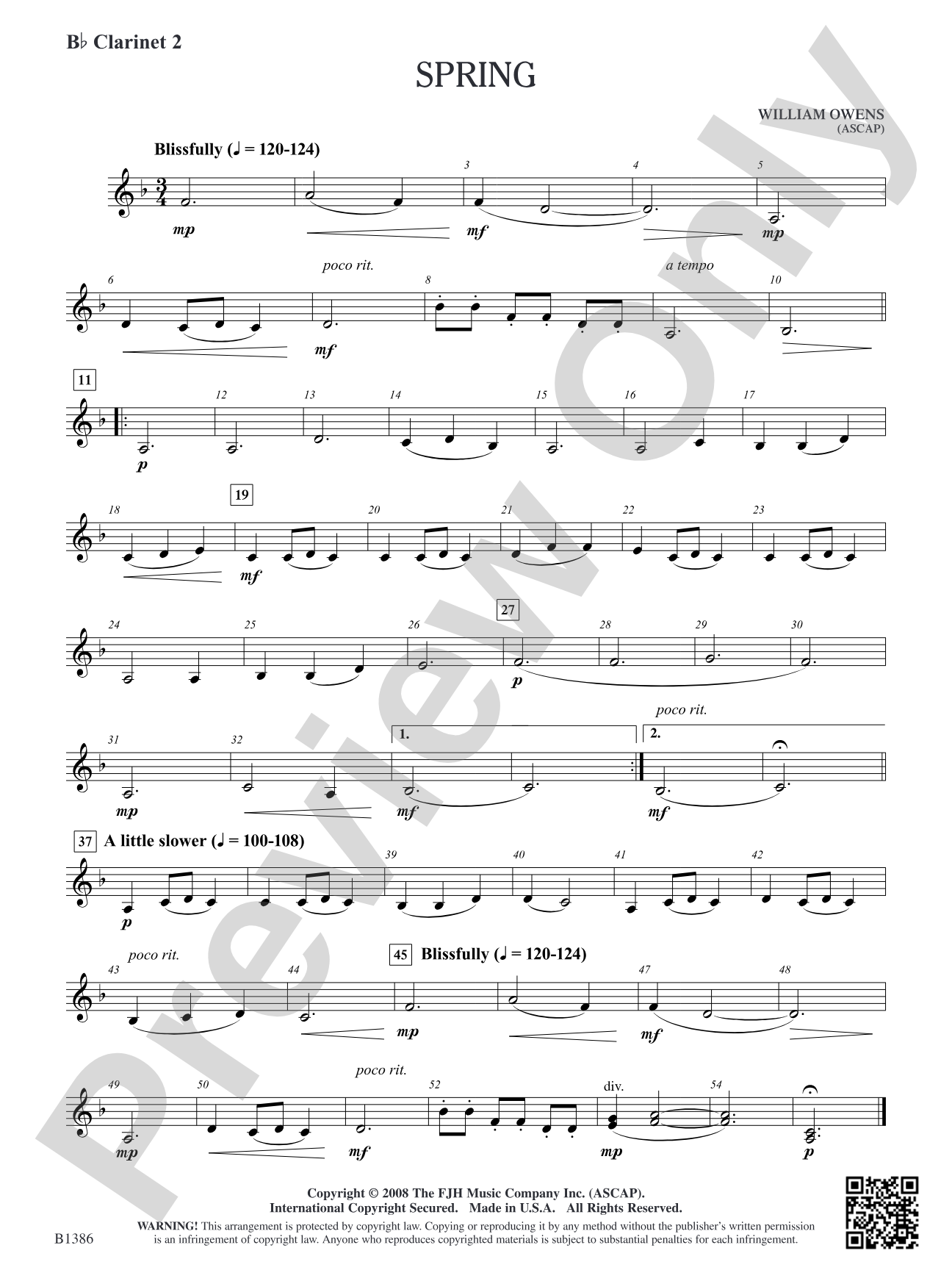 Spring: B-flat Clarinet 2