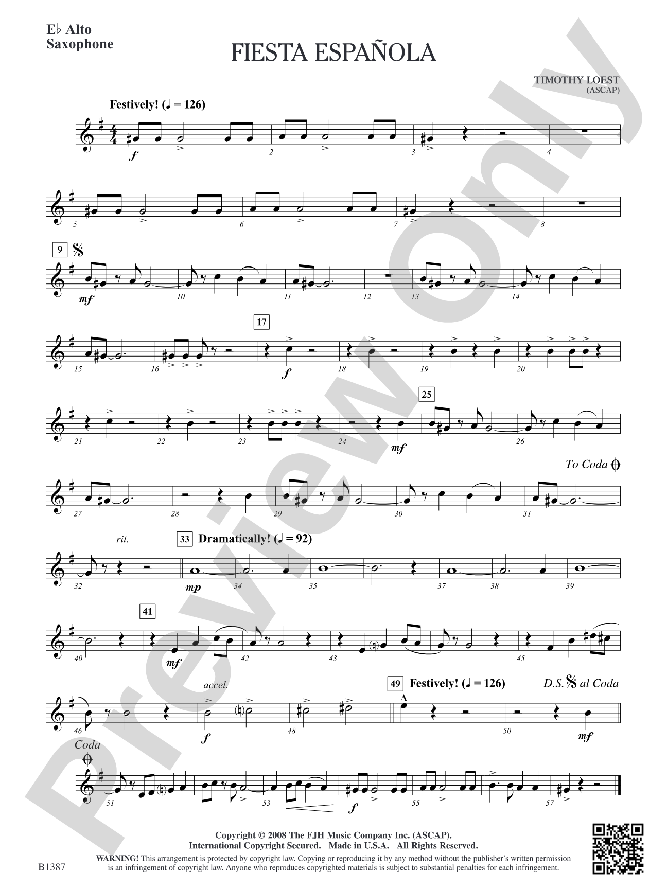 Fiesta Española: E-flat Alto Saxophone