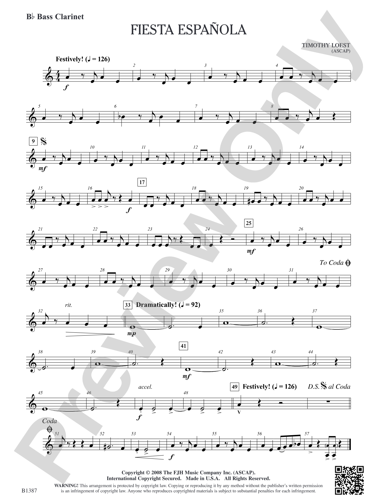 Fiesta Española: B-flat Bass Clarinet