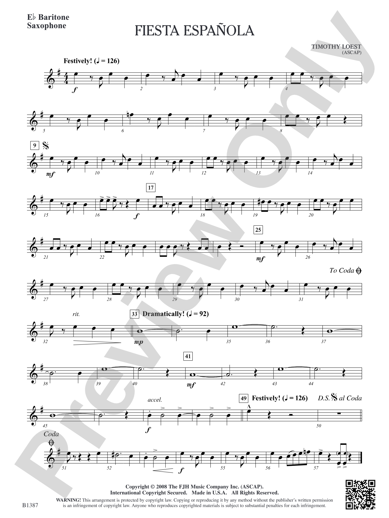 Fiesta Española: E-flat Baritone Saxophone