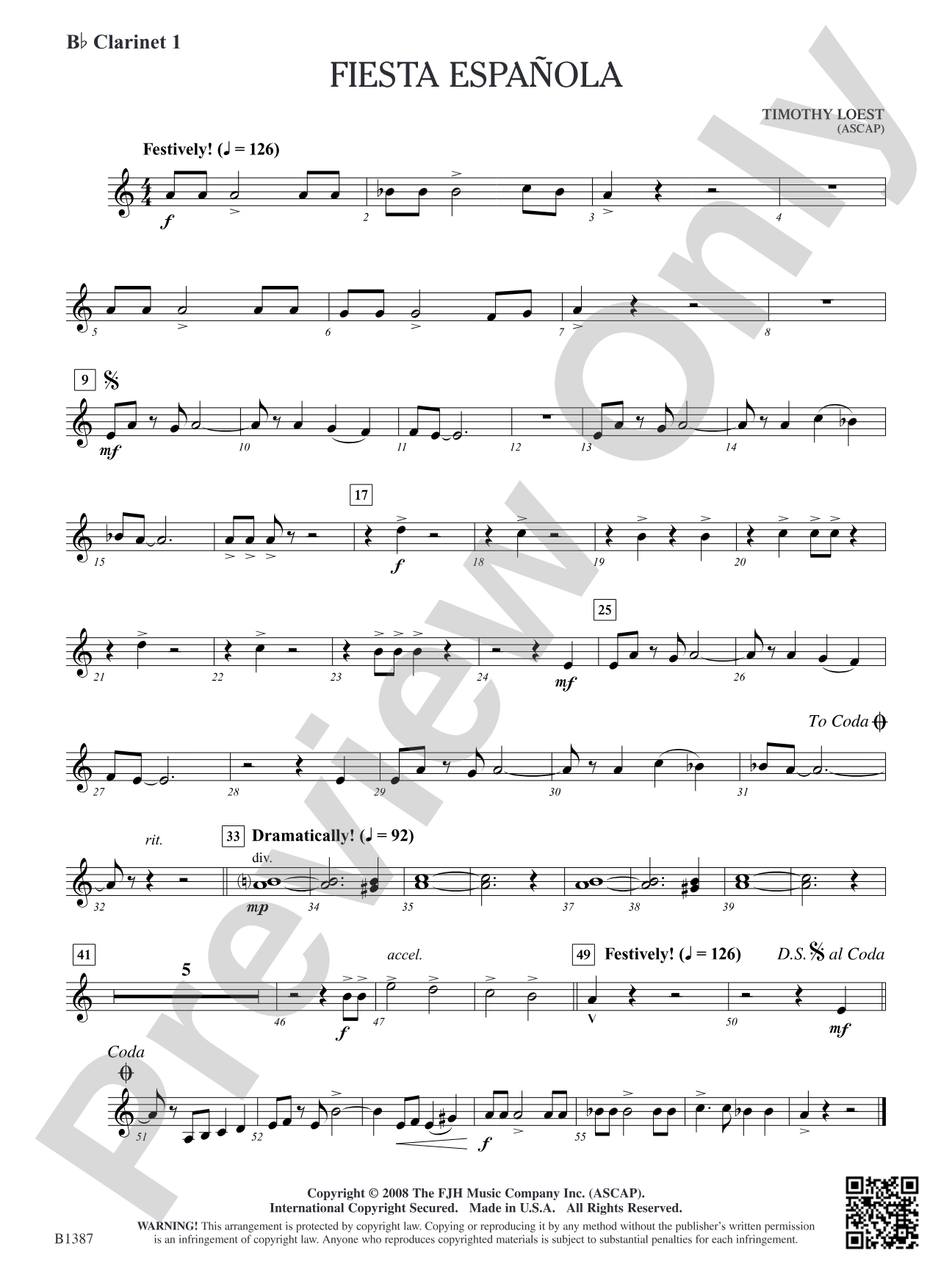 Fiesta Española: B-flat Clarinet 1