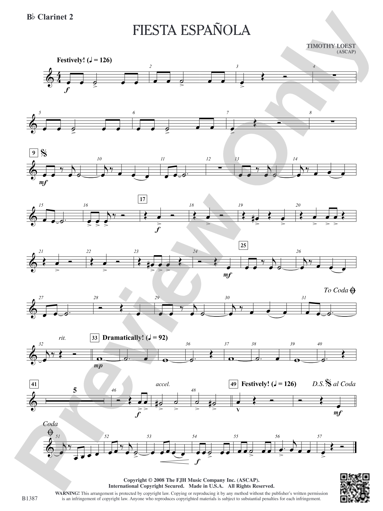 Fiesta Española: B-flat Clarinet 2
