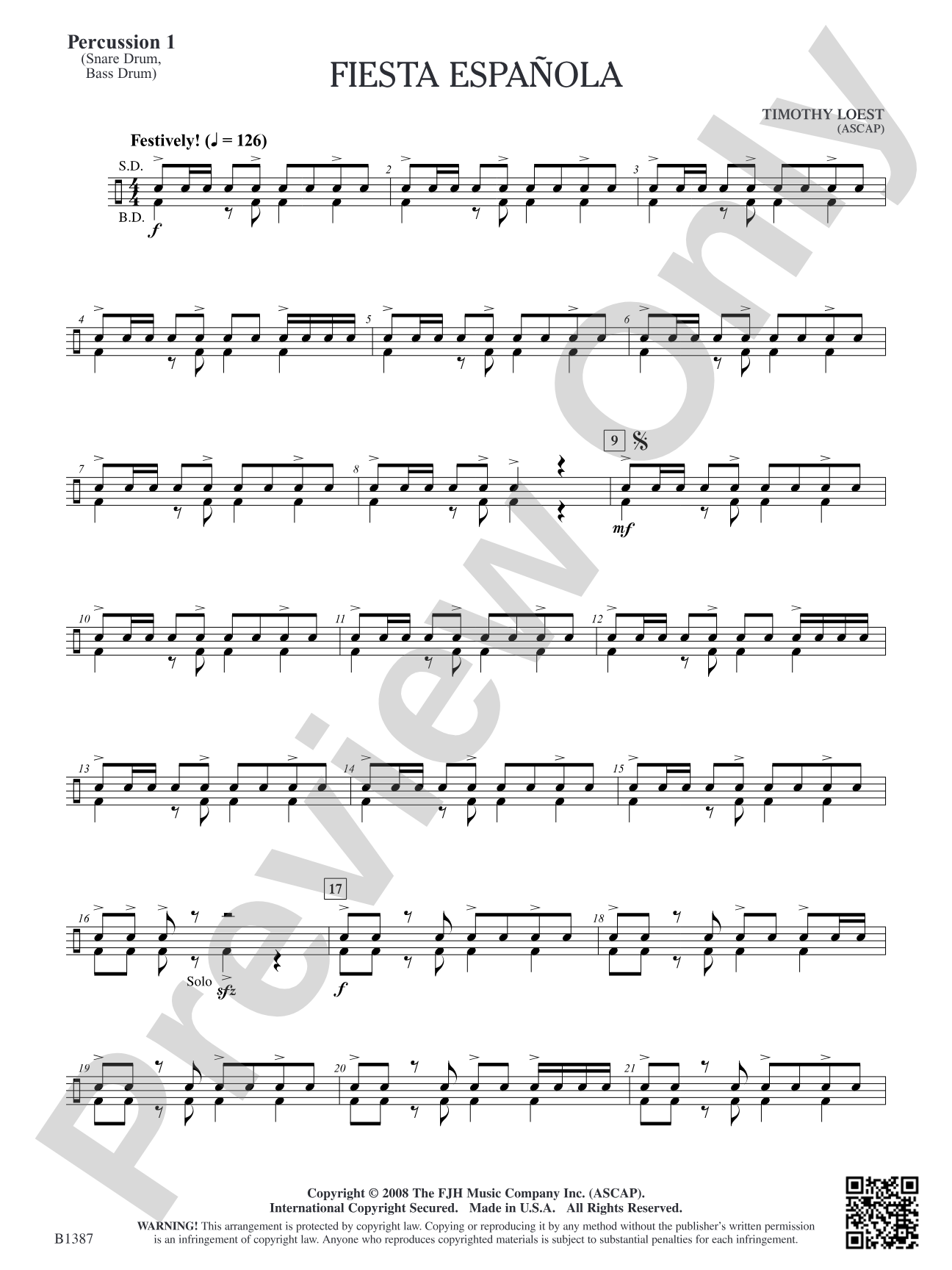 Fiesta Española: Percussion 1