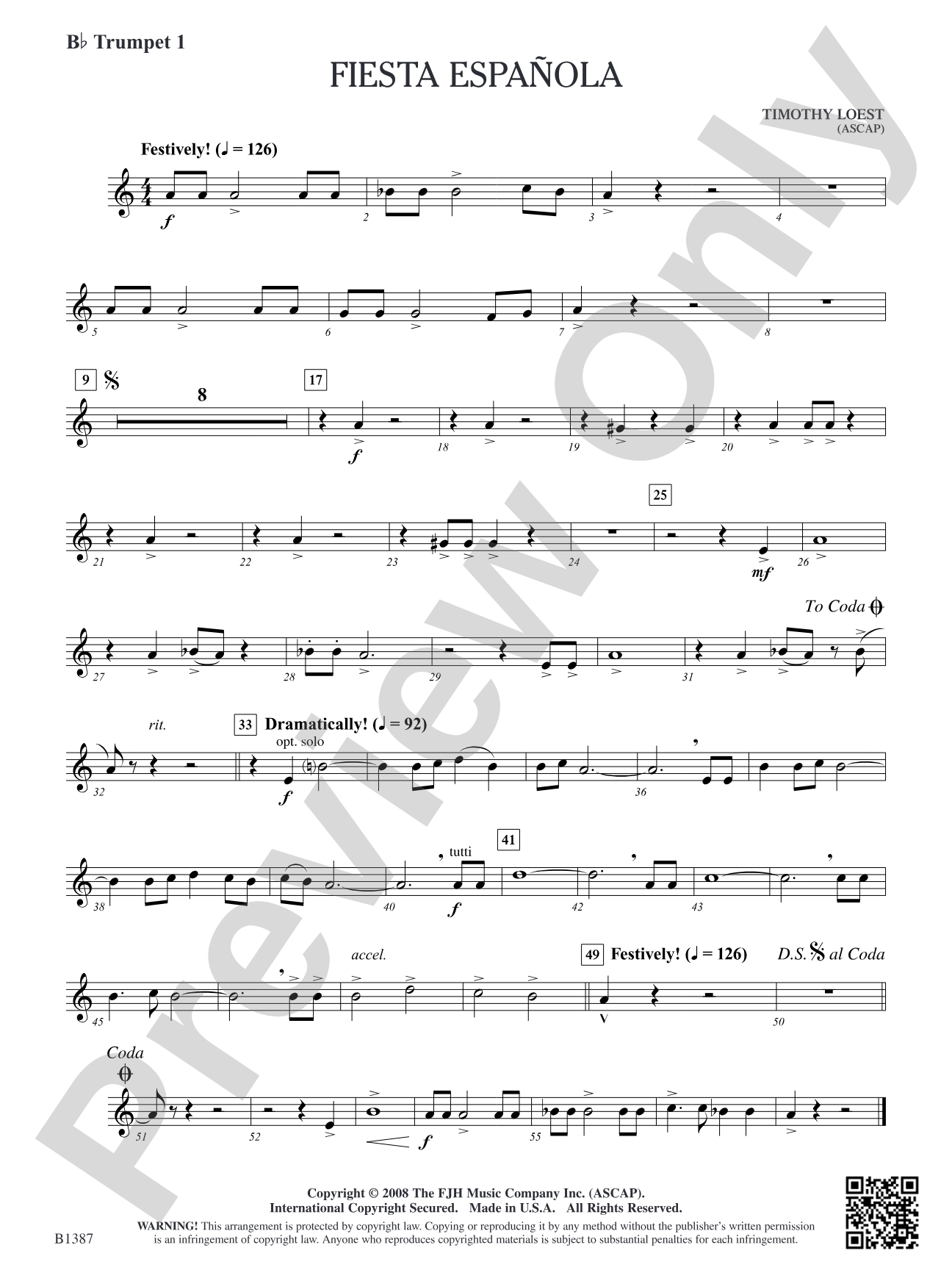 Fiesta Española: B-flat Trumpet 1