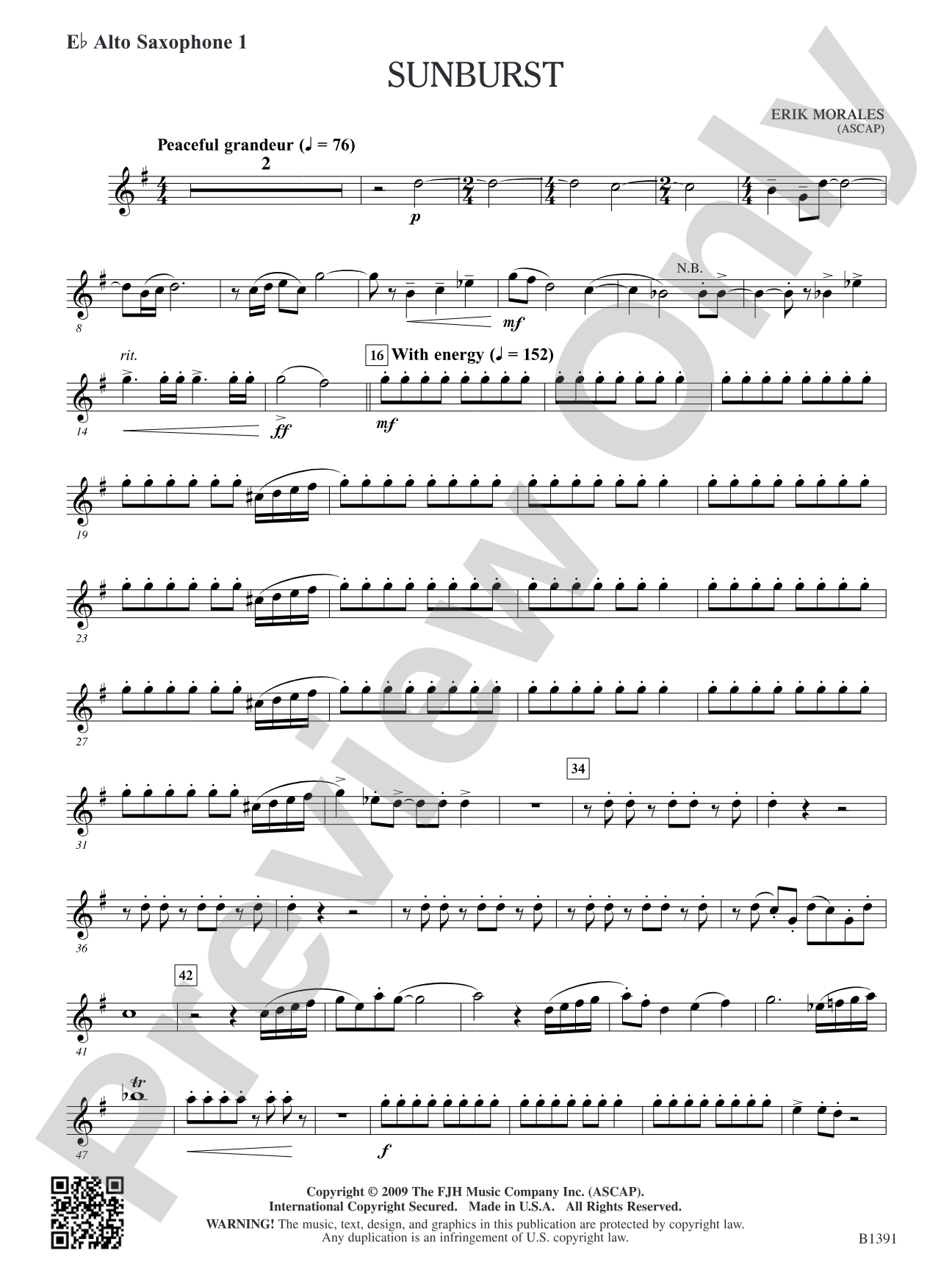Sunburst: E-flat Alto Saxophone 1