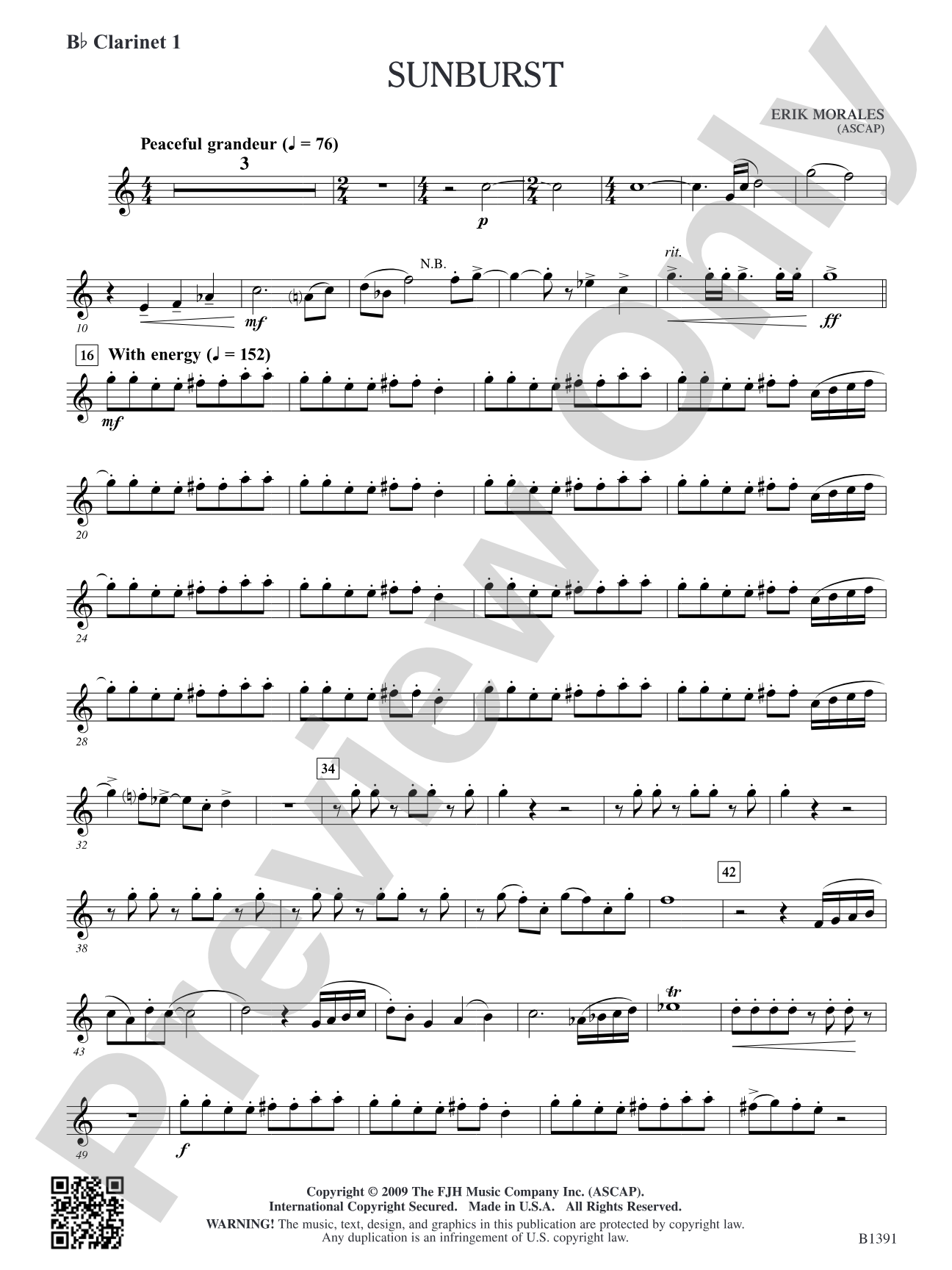 Sunburst: B-flat Clarinet 1