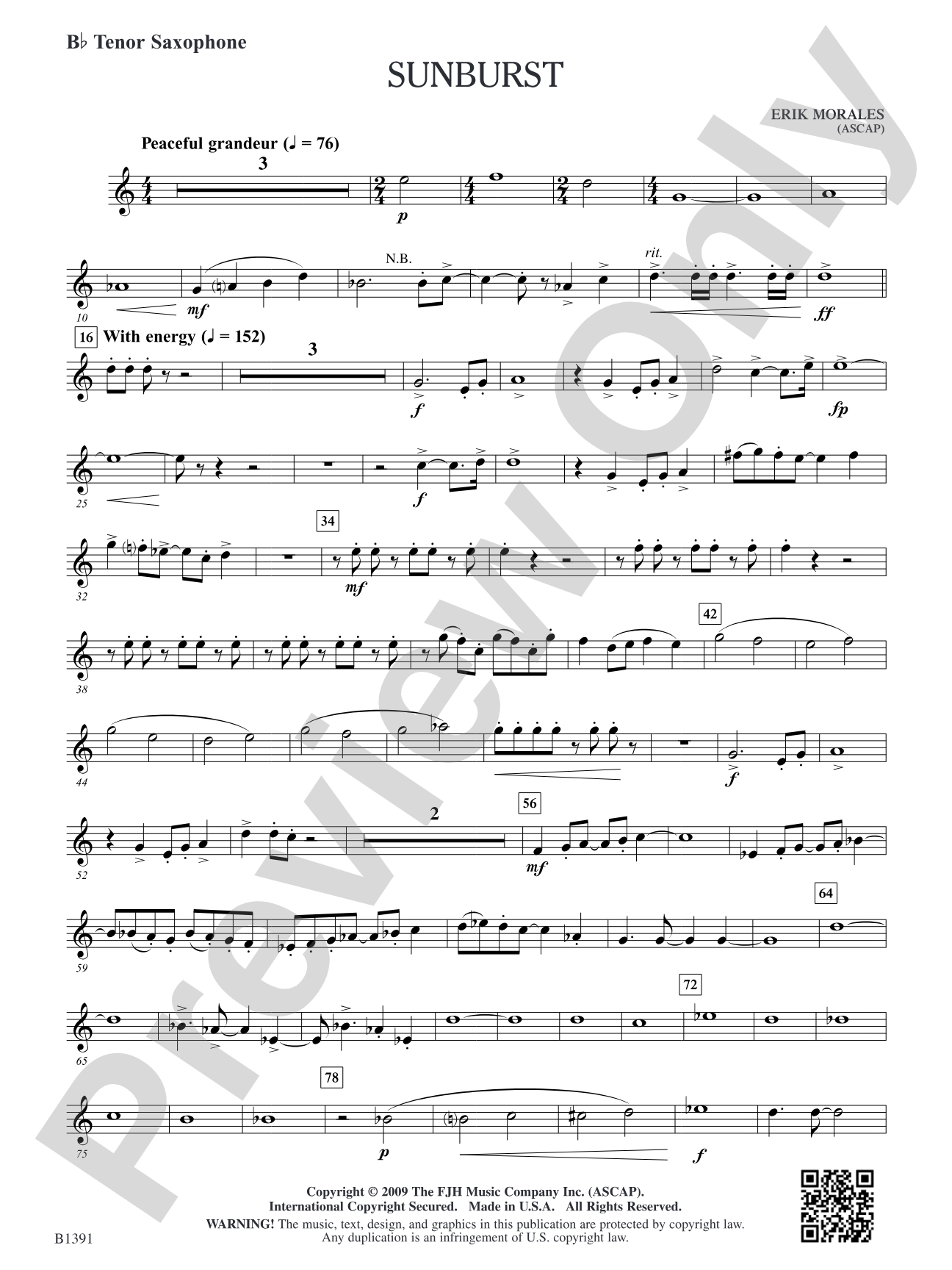 Sunburst: B-flat Tenor Saxophone