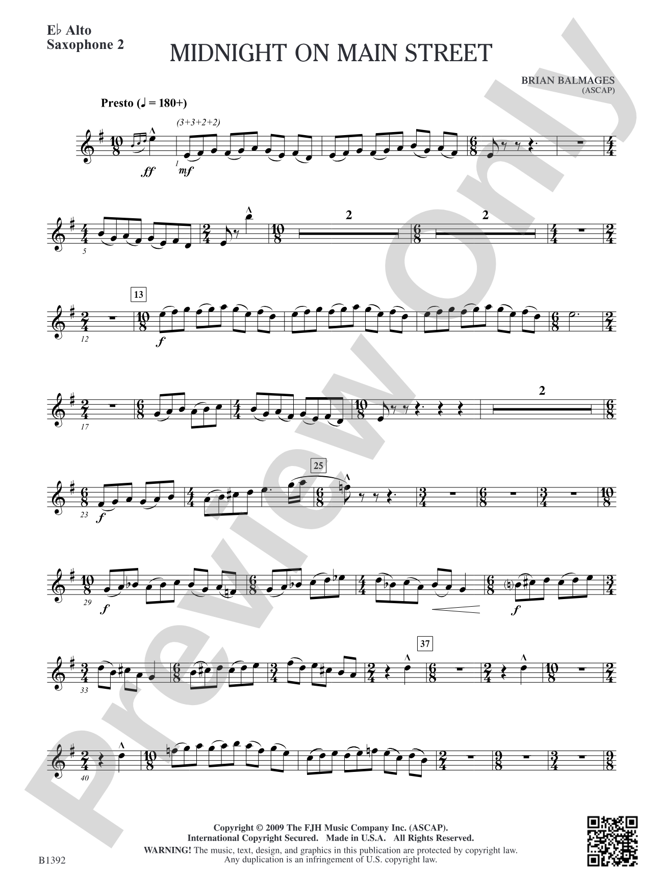 Midnight on Main Street: E-flat Alto Saxophone 2