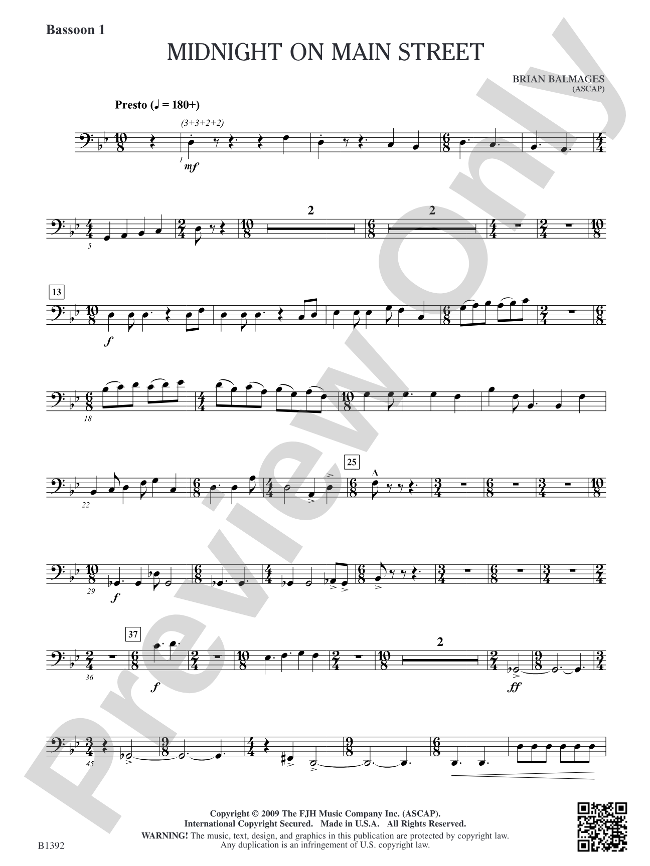 Midnight on Main Street: Bassoon 1