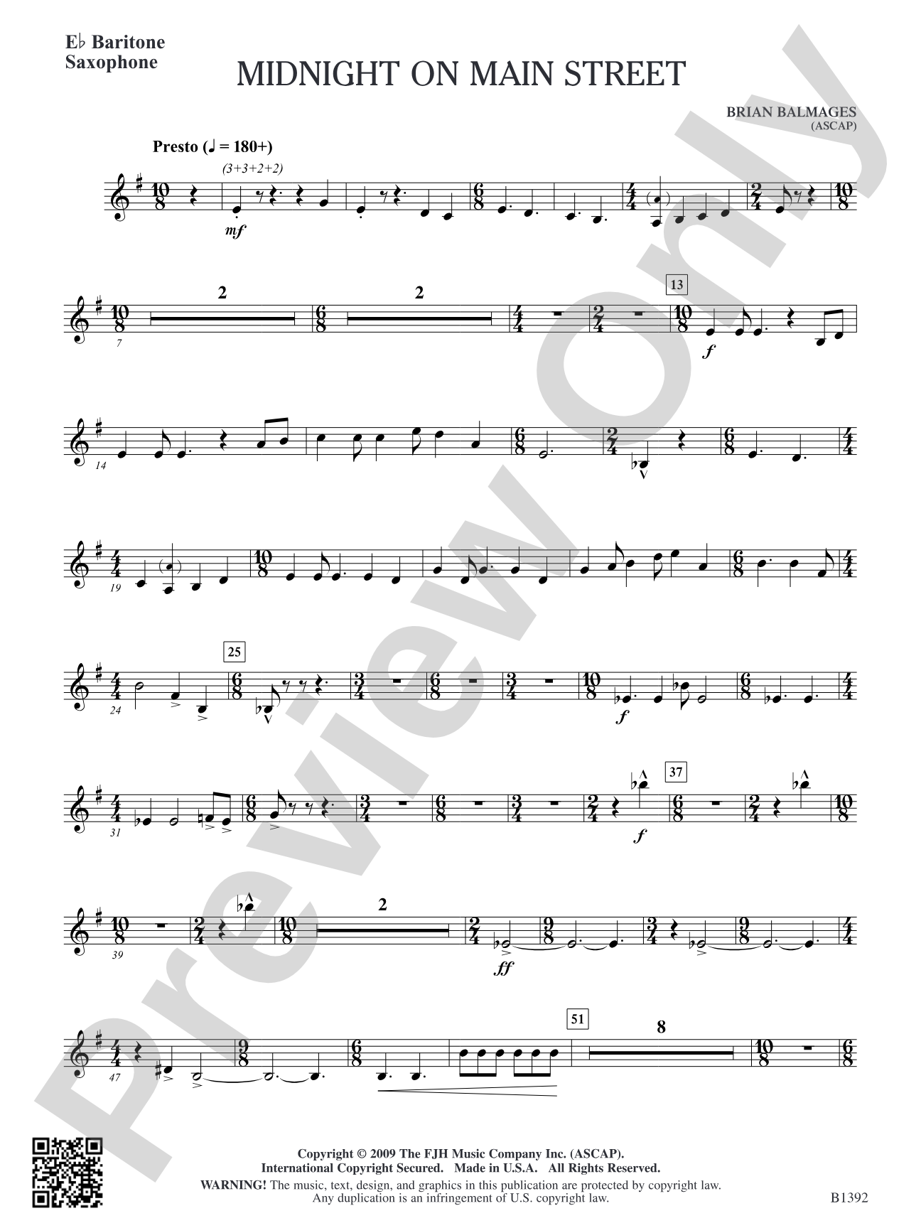 Midnight on Main Street: E-flat Baritone Saxophone