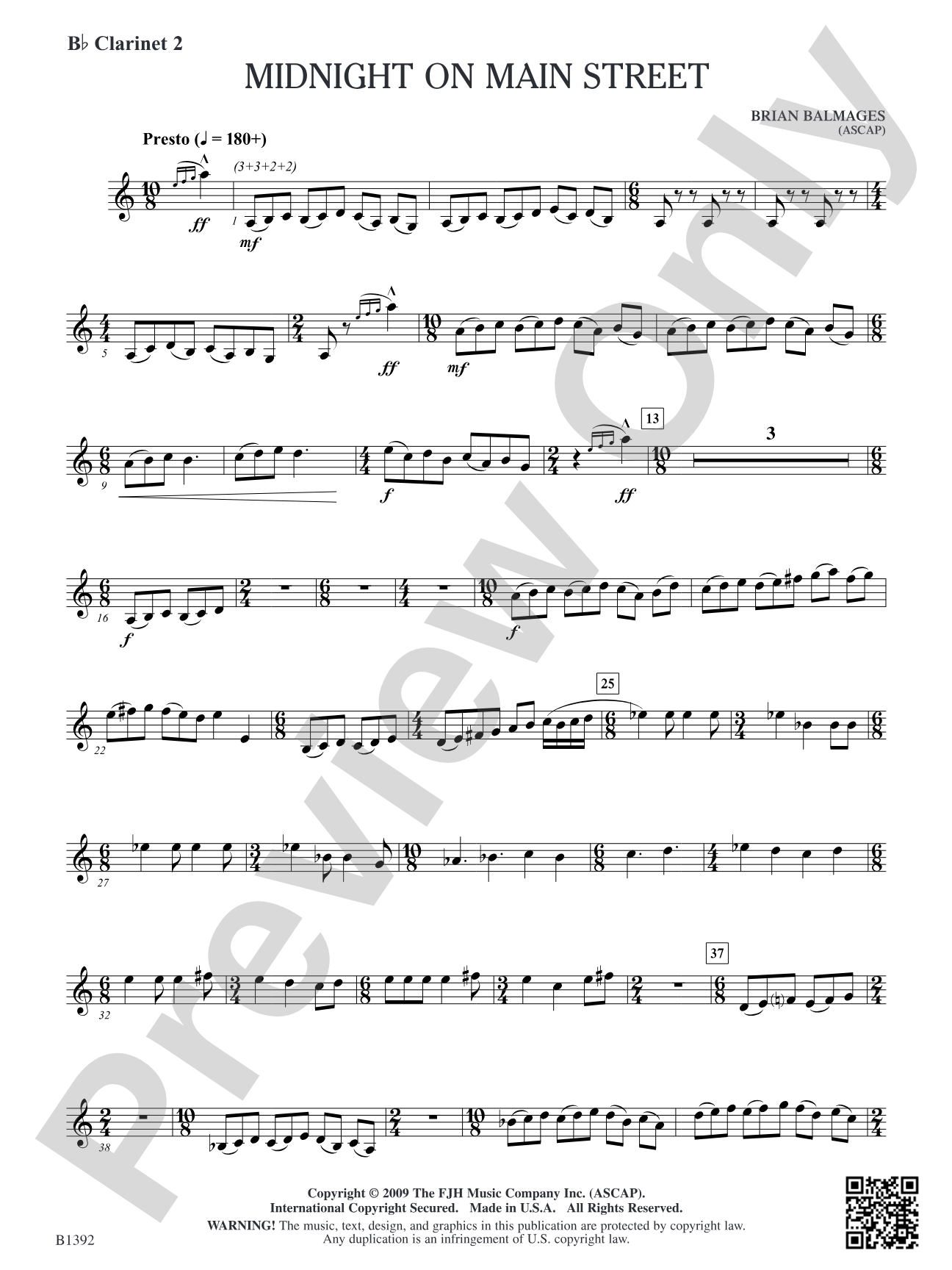 Midnight on Main Street: B-flat Clarinet 2