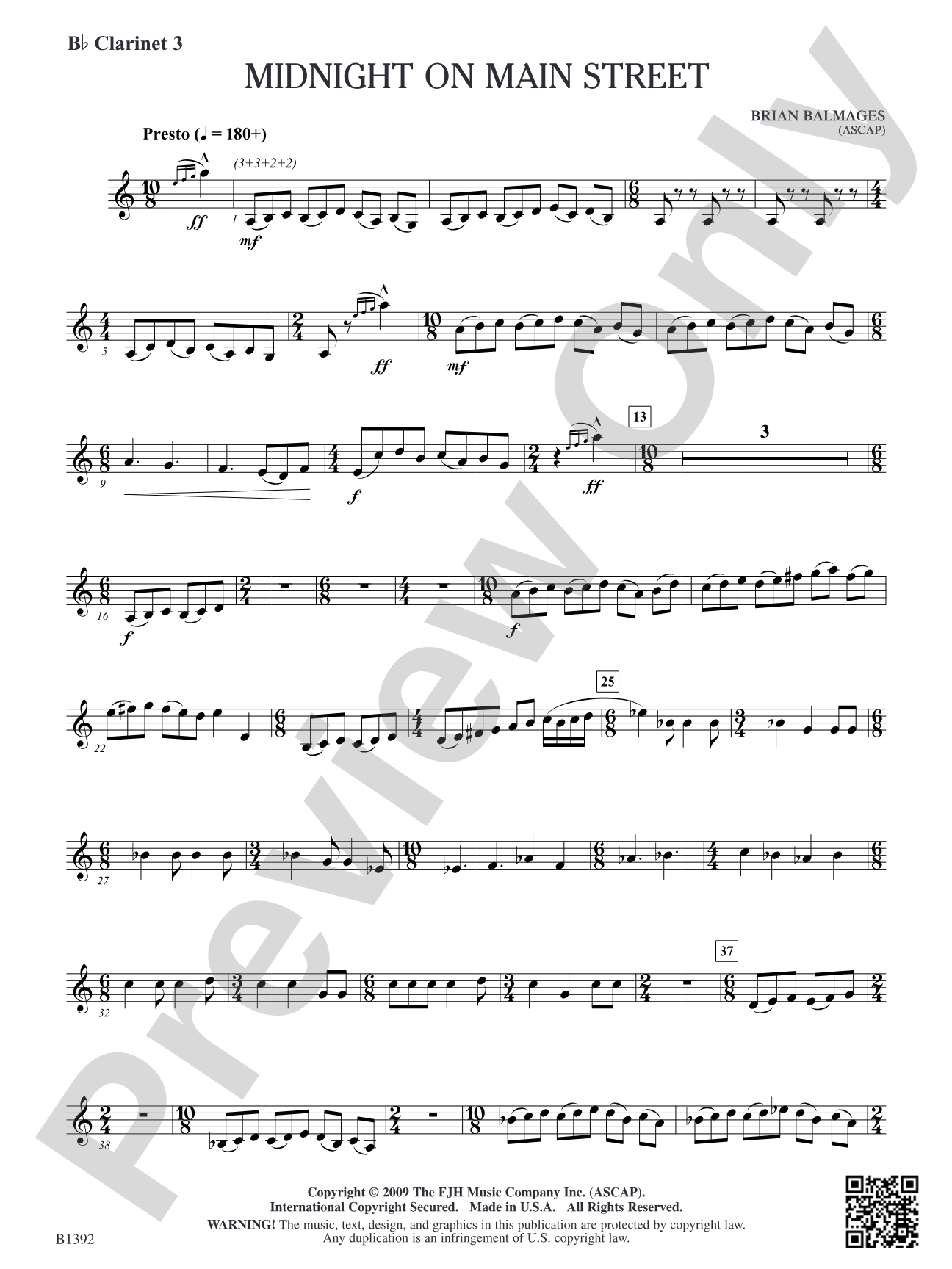 Midnight on Main Street: B-flat Clarinet 3