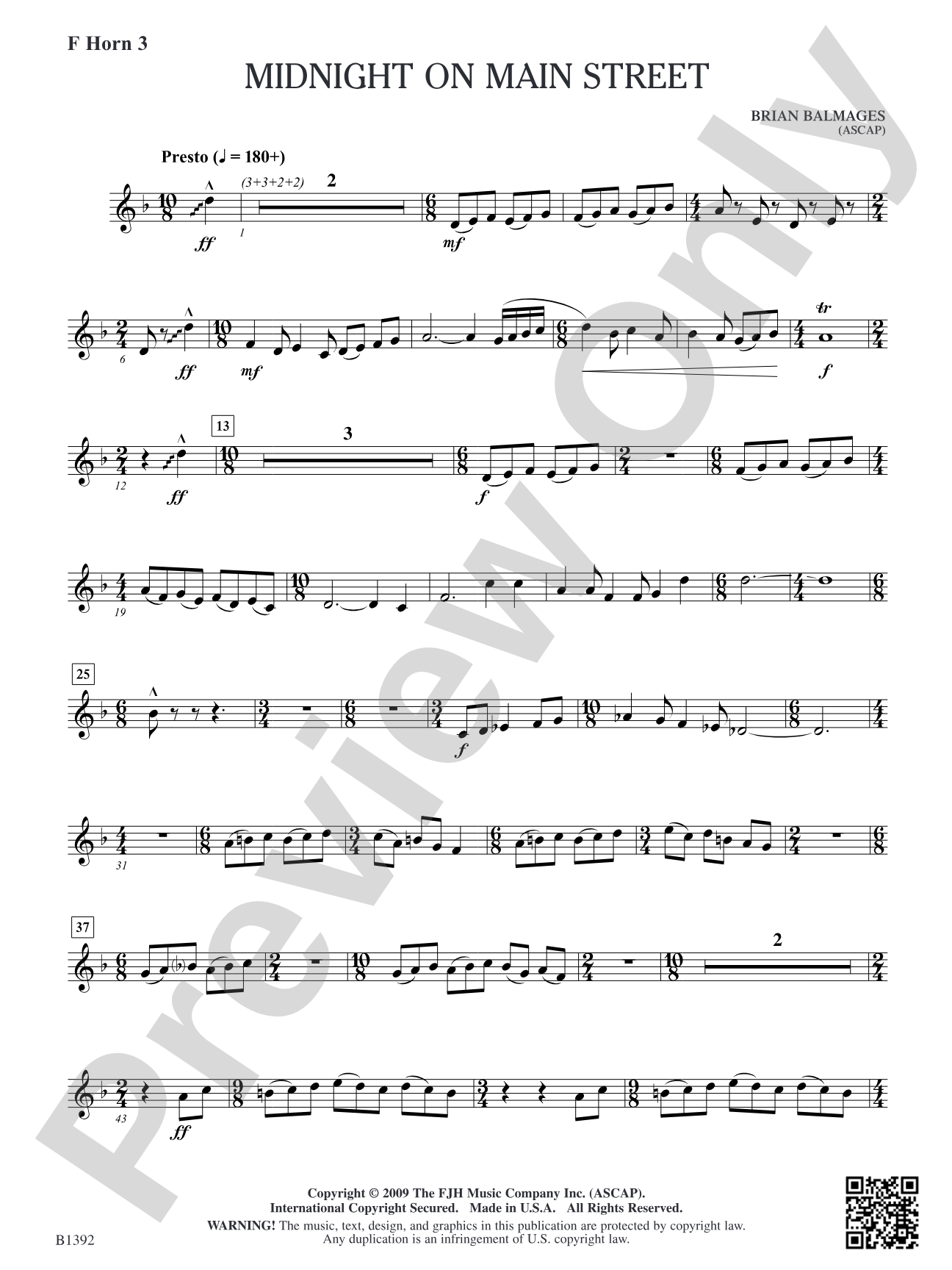 Midnight on Main Street: F Horn 3