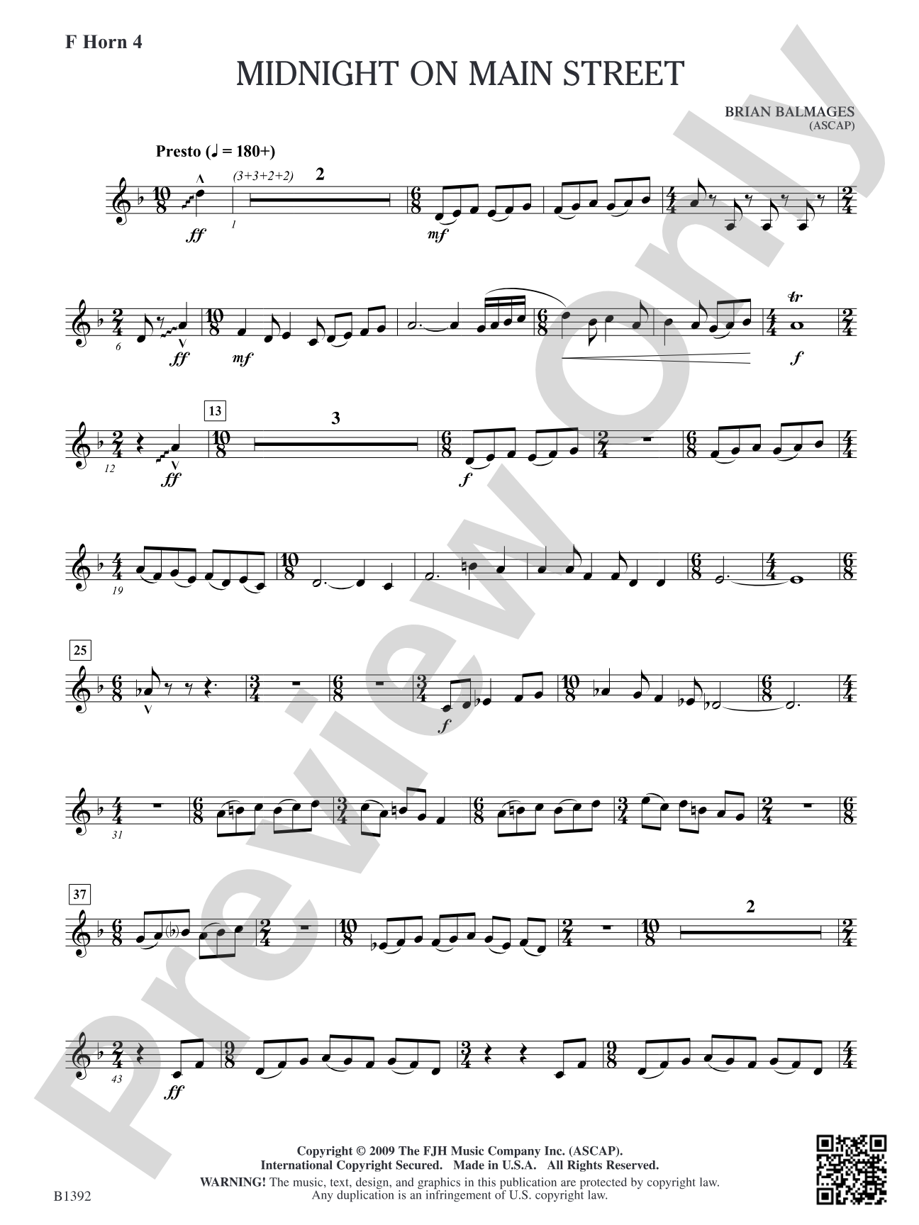 Midnight on Main Street: F Horn 4