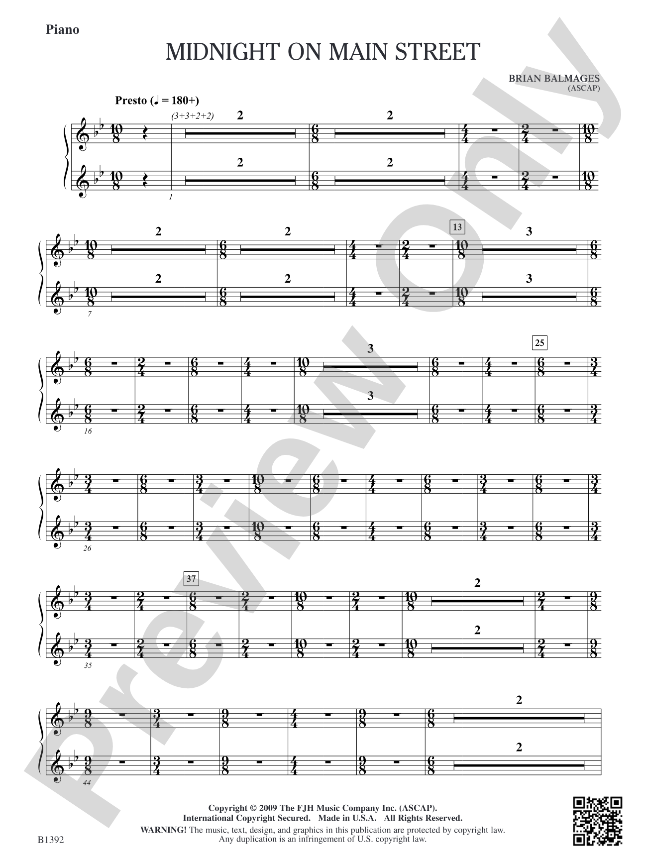 Midnight on Main Street: Piano