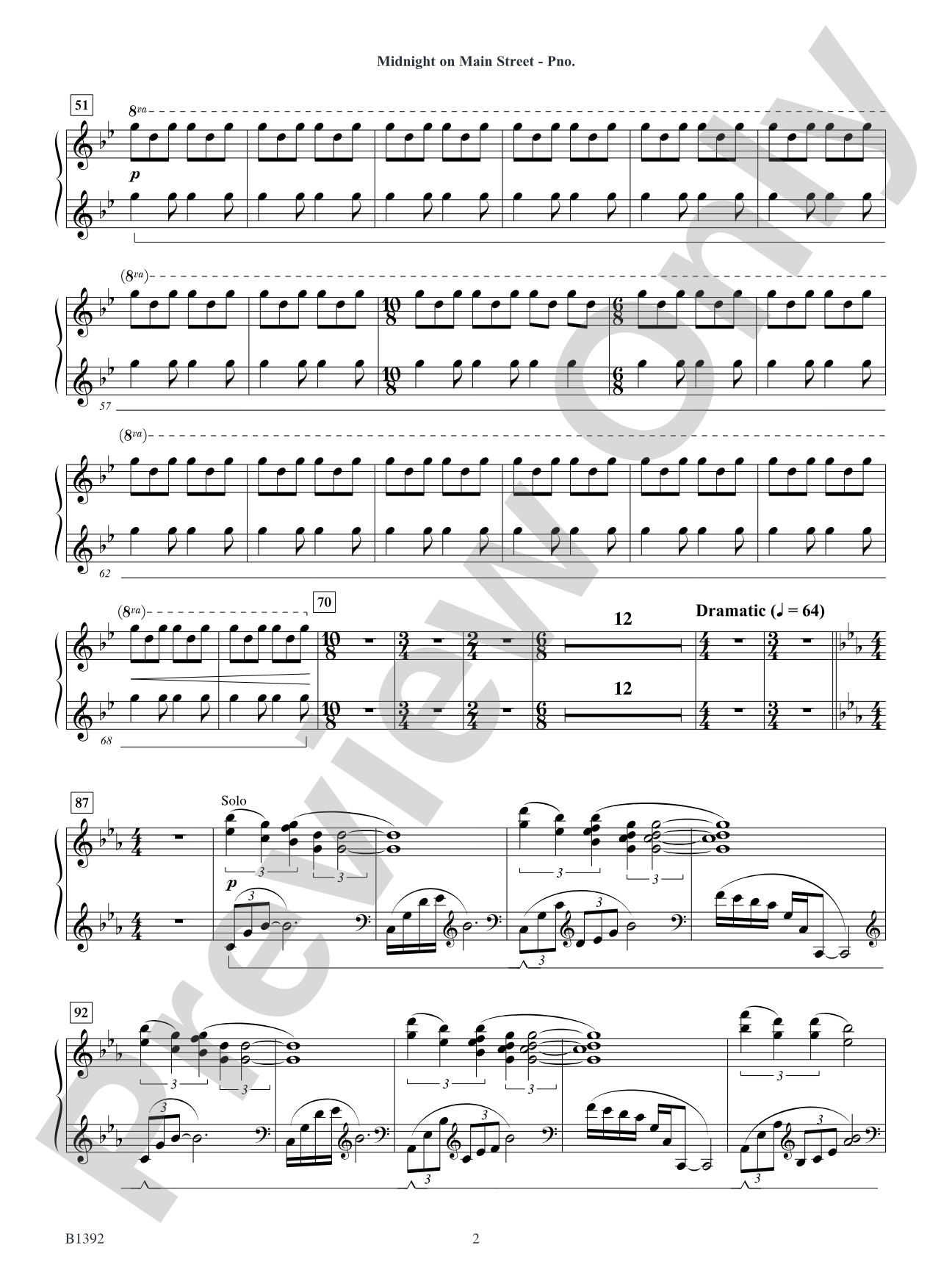 Midnight on Main Street: Piano