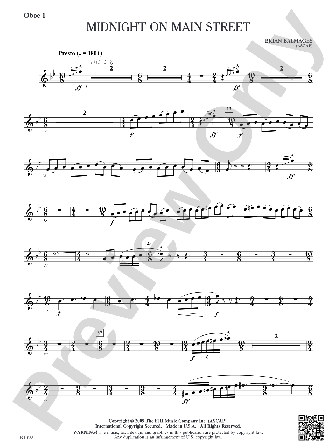 Midnight on Main Street: Oboe 1