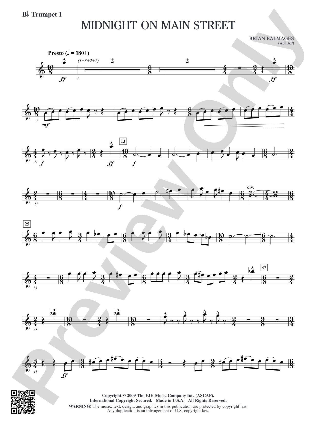 Midnight on Main Street: B-flat Trumpet 1