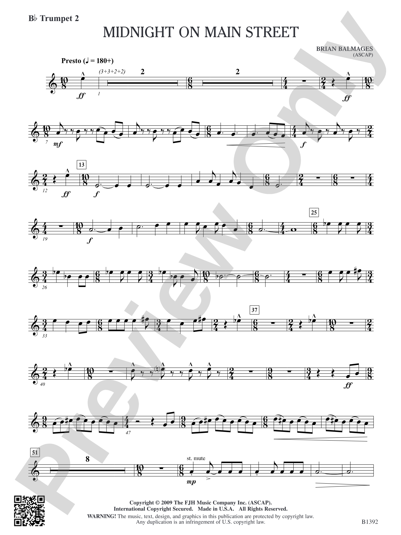 Midnight on Main Street: B-flat Trumpet 2
