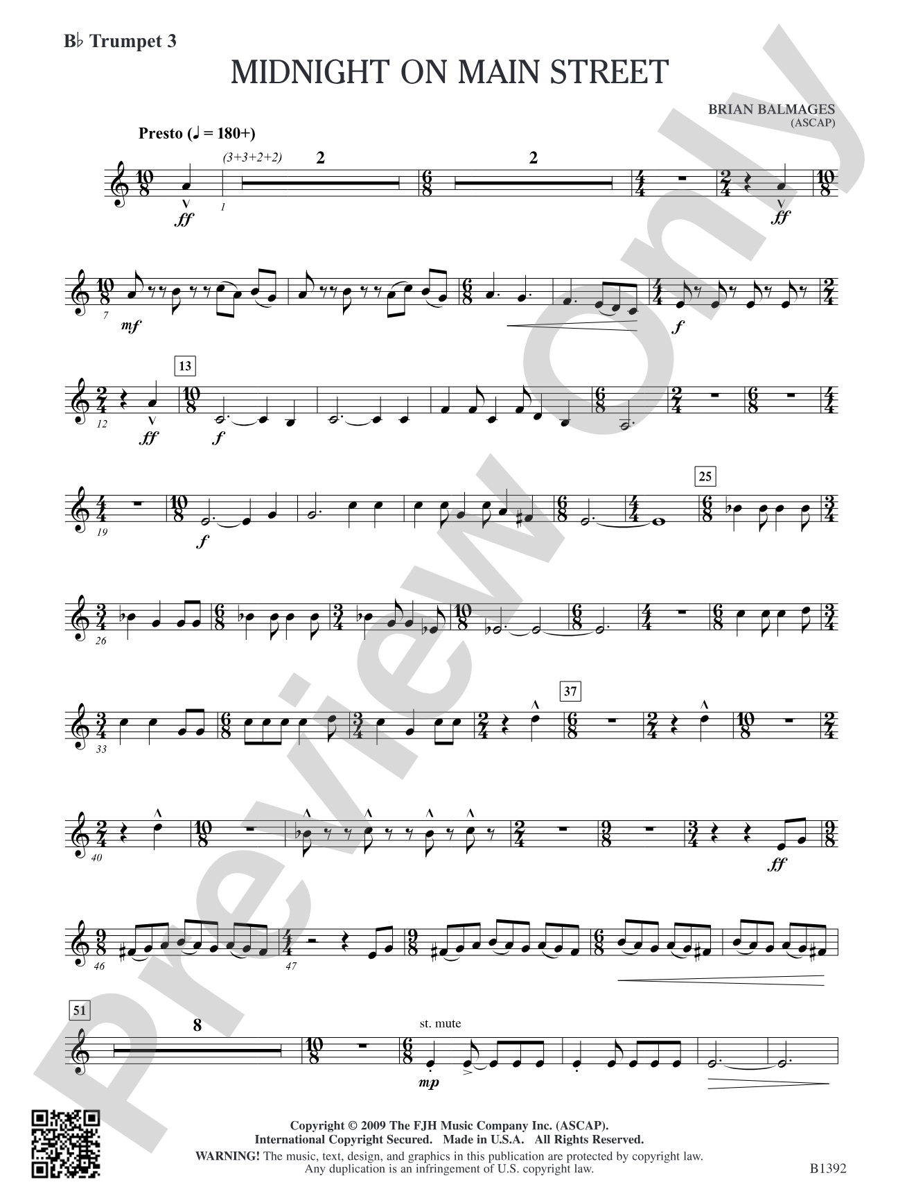 Midnight on Main Street: B-flat Trumpet 3