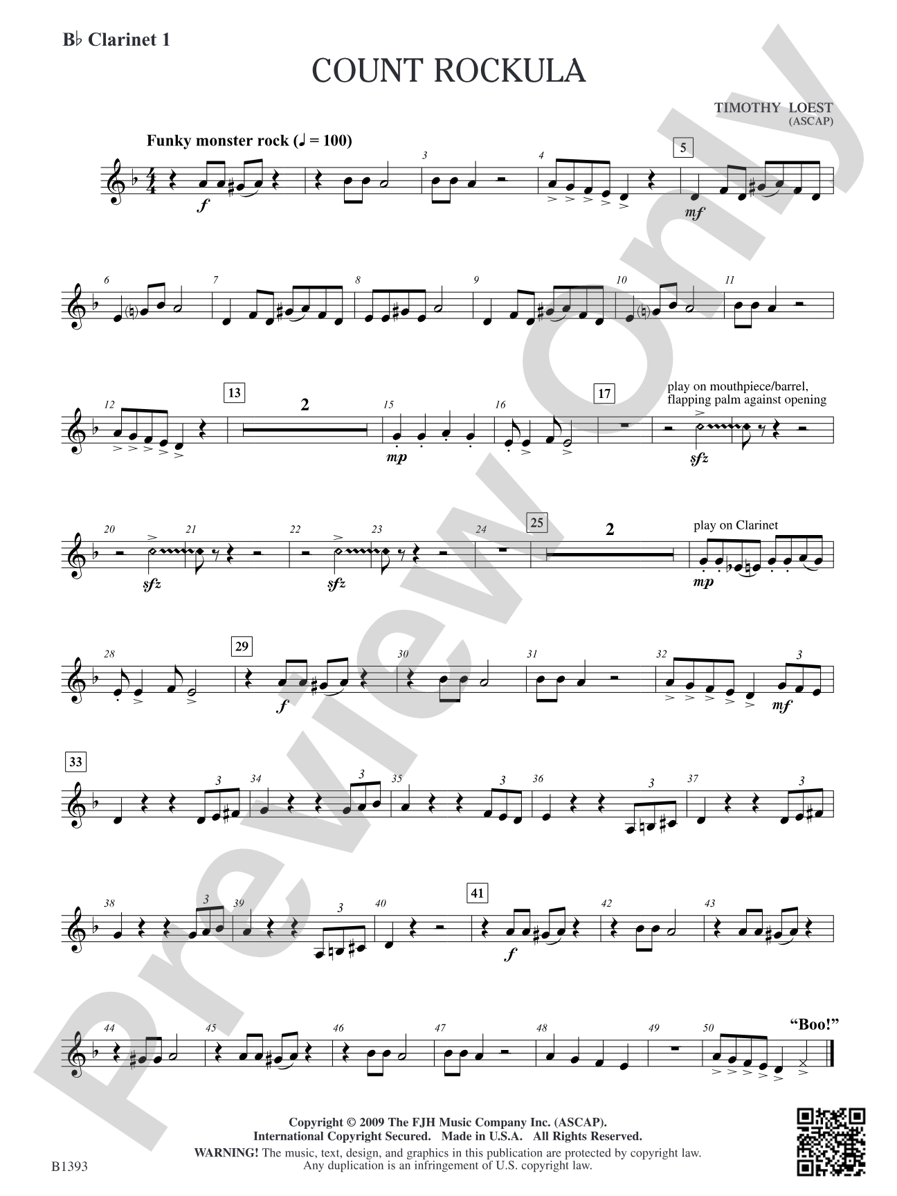 Count Rockula: B-flat Clarinet 1